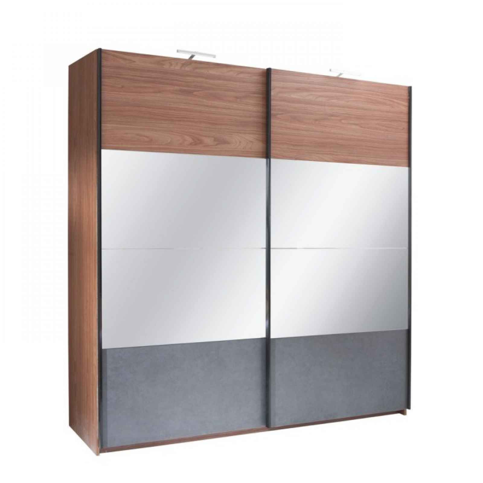 Skříň s posuvnými dveřmi, ořech / grafit, 200x219, Rekato 0000210557 Tempo Kondela