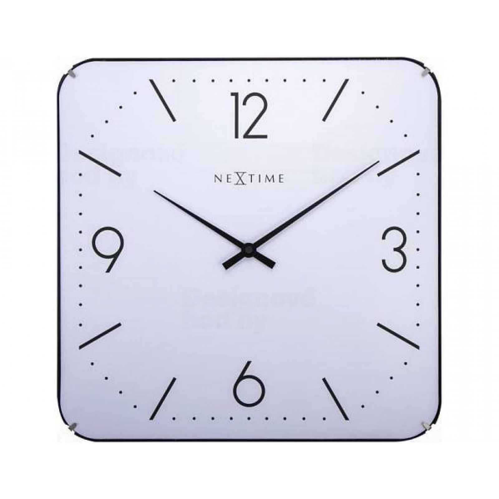 Designové nástěnné hodiny 3174 Nextime Square Dome 35cm