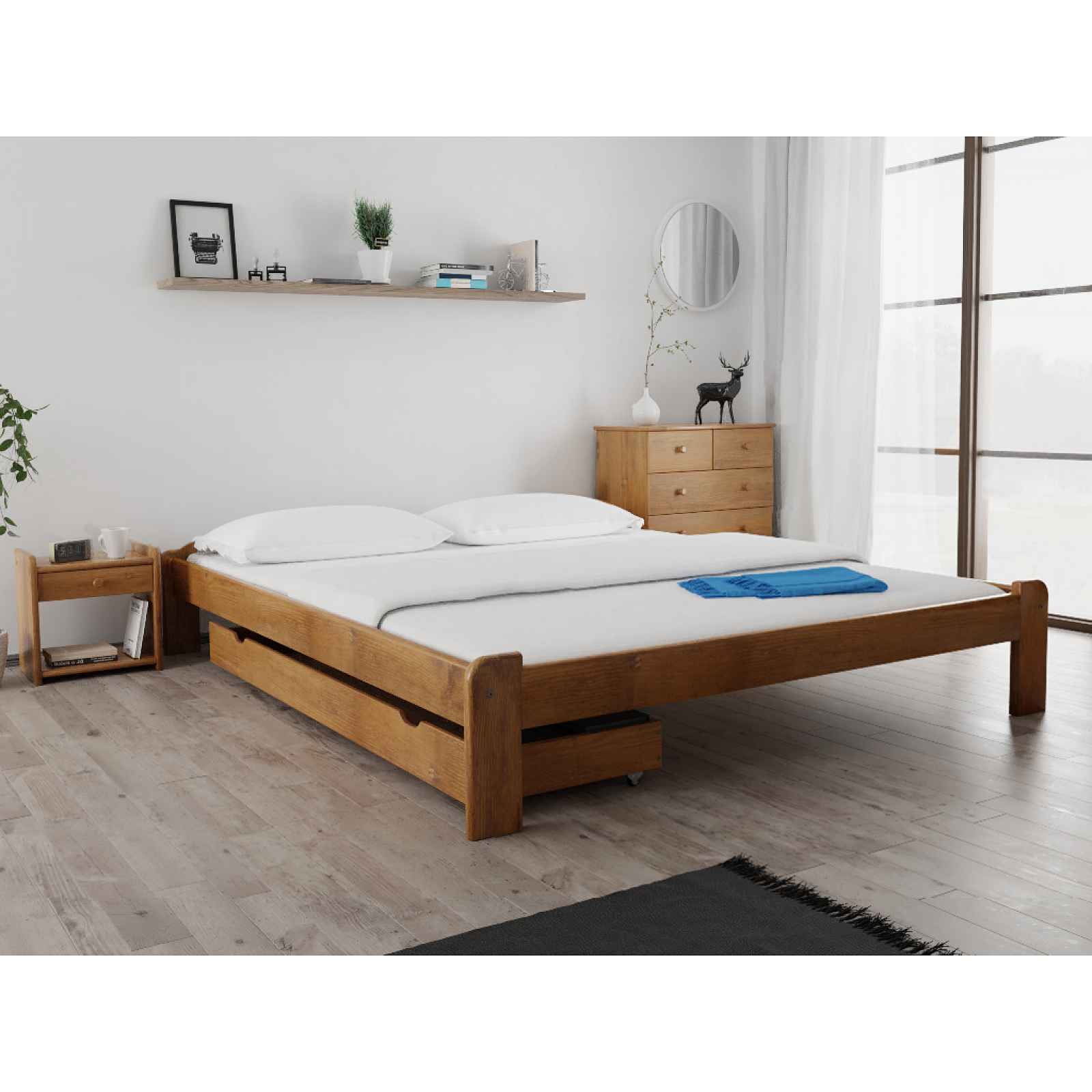 Magnat Postel ADA 140 x 200 cm, dub Rošt: S lamelovým roštem, Matrace: Matrace Coco Maxi 23 cm