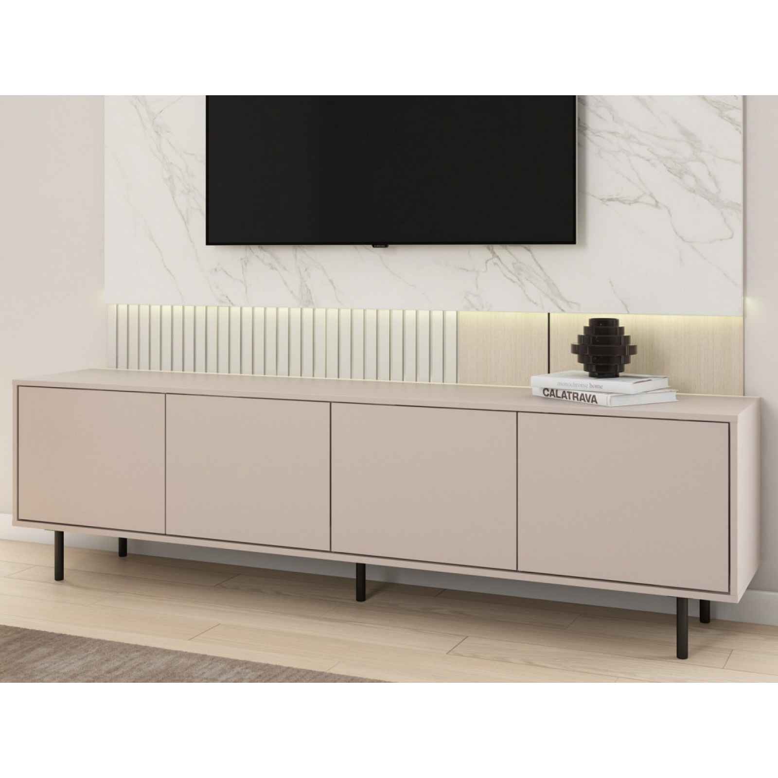 Široká TV skříňka Flax, 200 cm, béžový kašmír