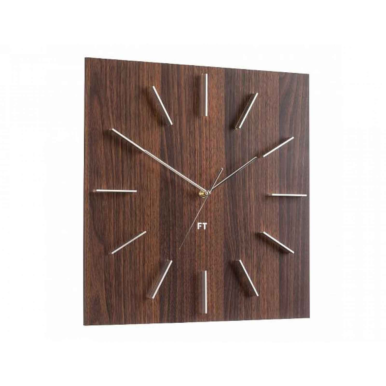 Designové nástěnné hodiny Future Time FT1010WE Square dark natural brown 40cm