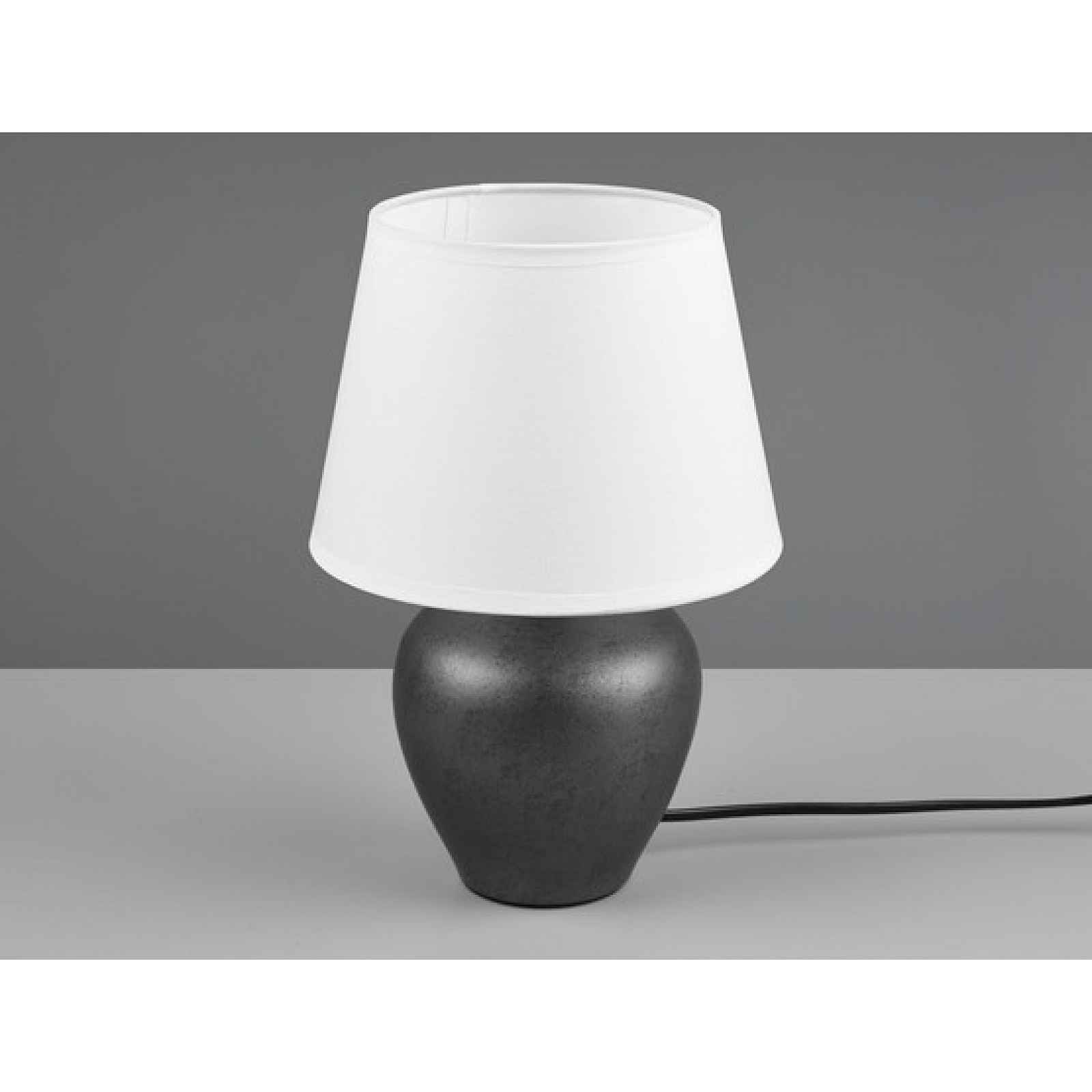 Stolní lampa Abby, nikl/bílá látka