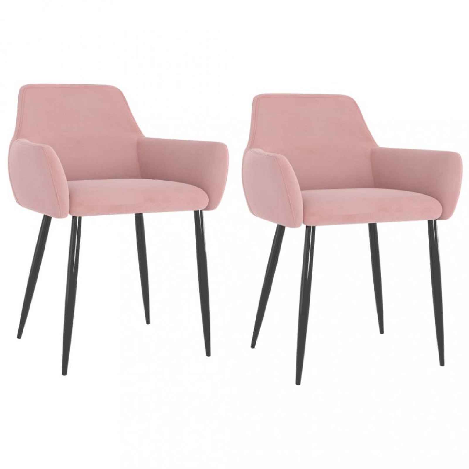 Jídelní židle 2 ks samet / kov Růžová
