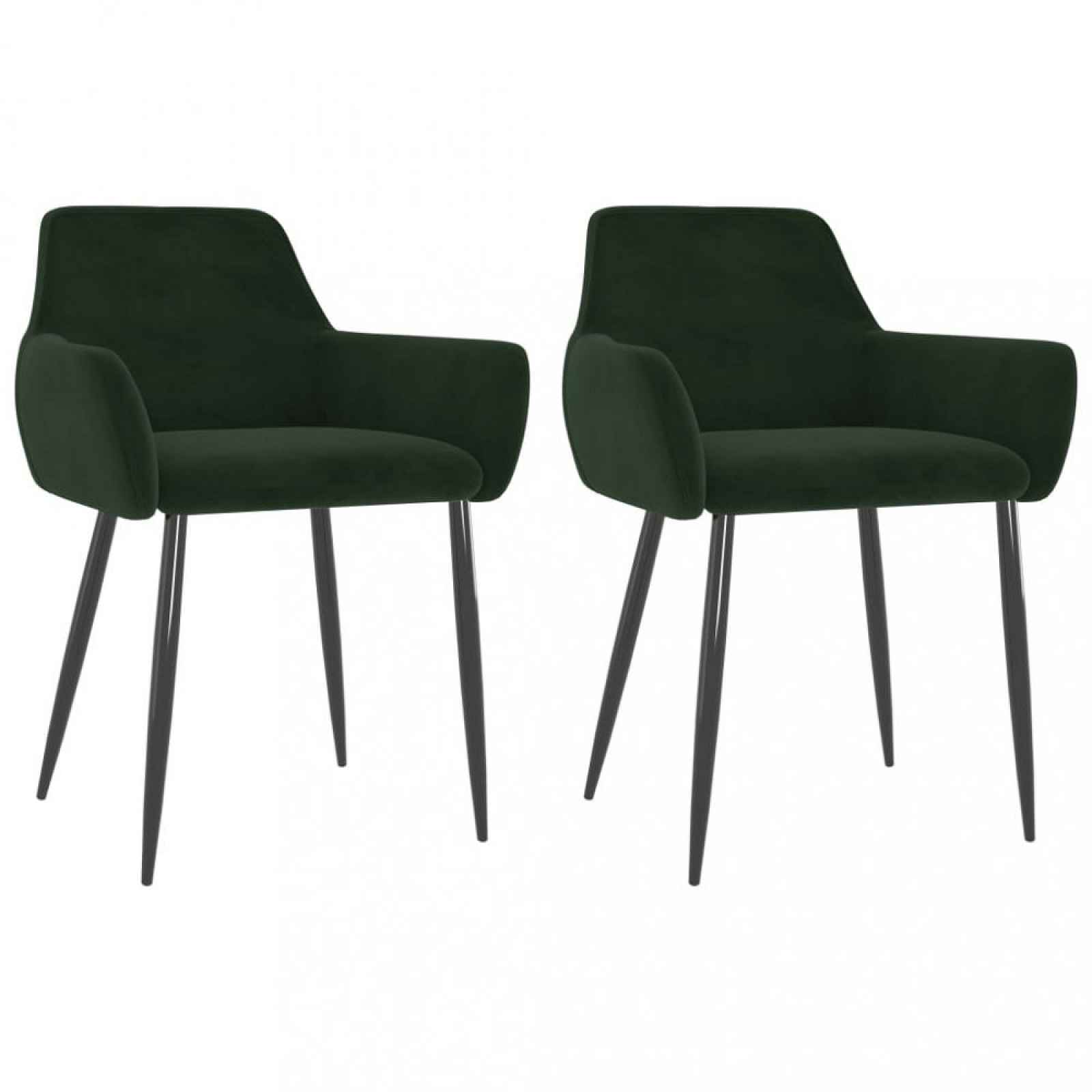 Jídelní židle 2 ks samet / kov Tmavě zelená