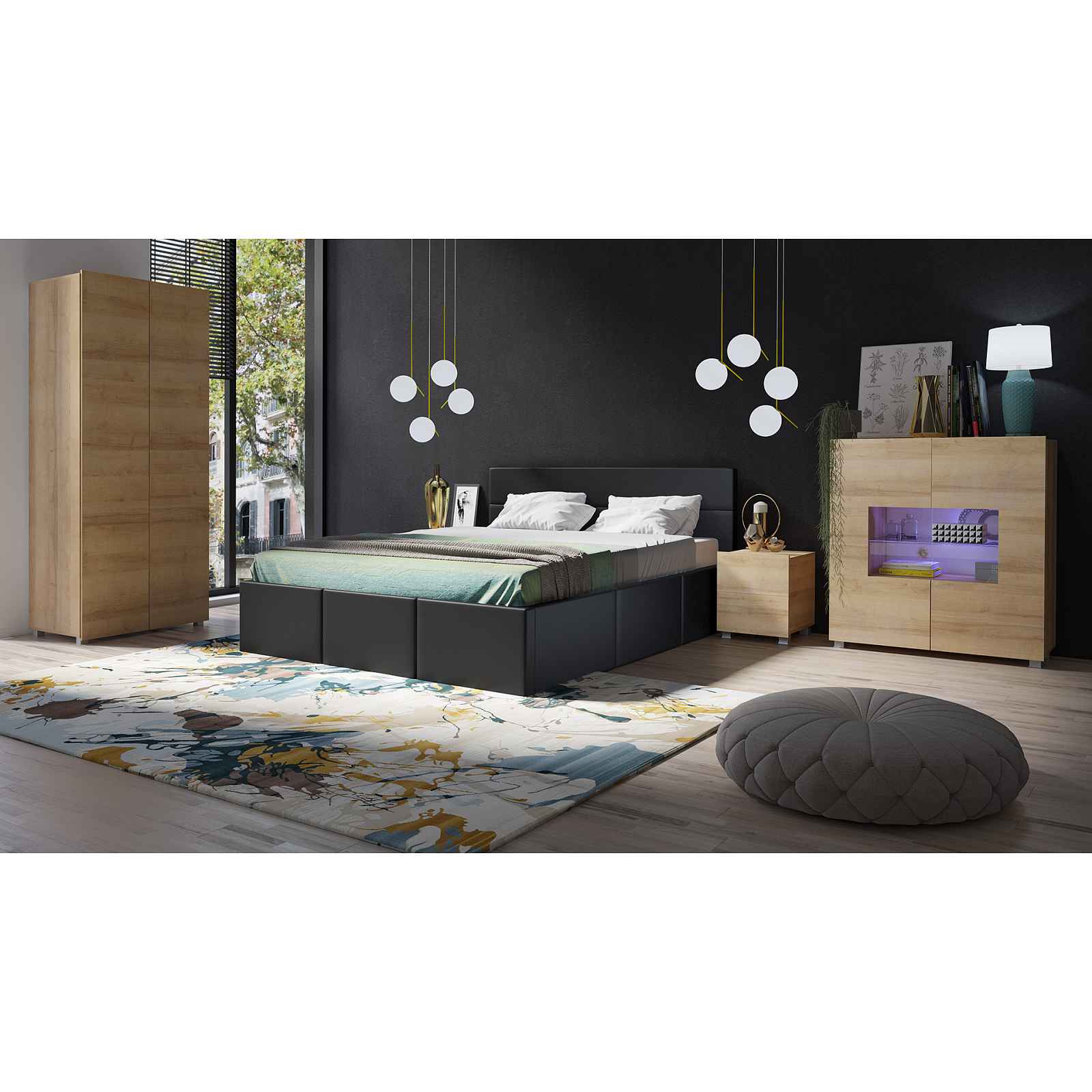 Moderní postel z eko-kůže Celeste, černá HELCEL