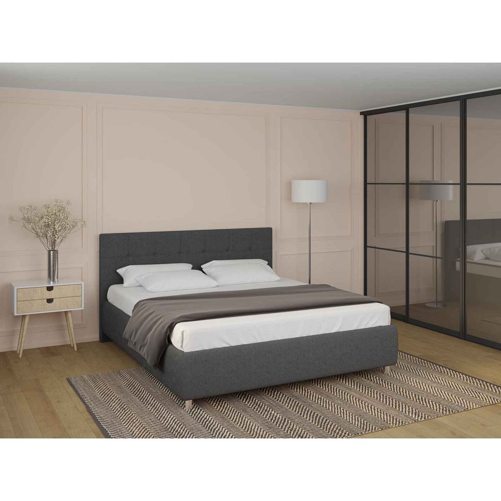 Elegantní čalouněná postel BOSTON Frame 160x200 cm v barvě Tetra Steel