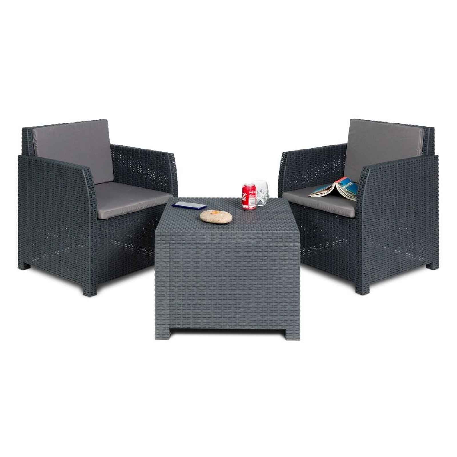 DIANA 2 SEATER zahradní plastový set - grafit