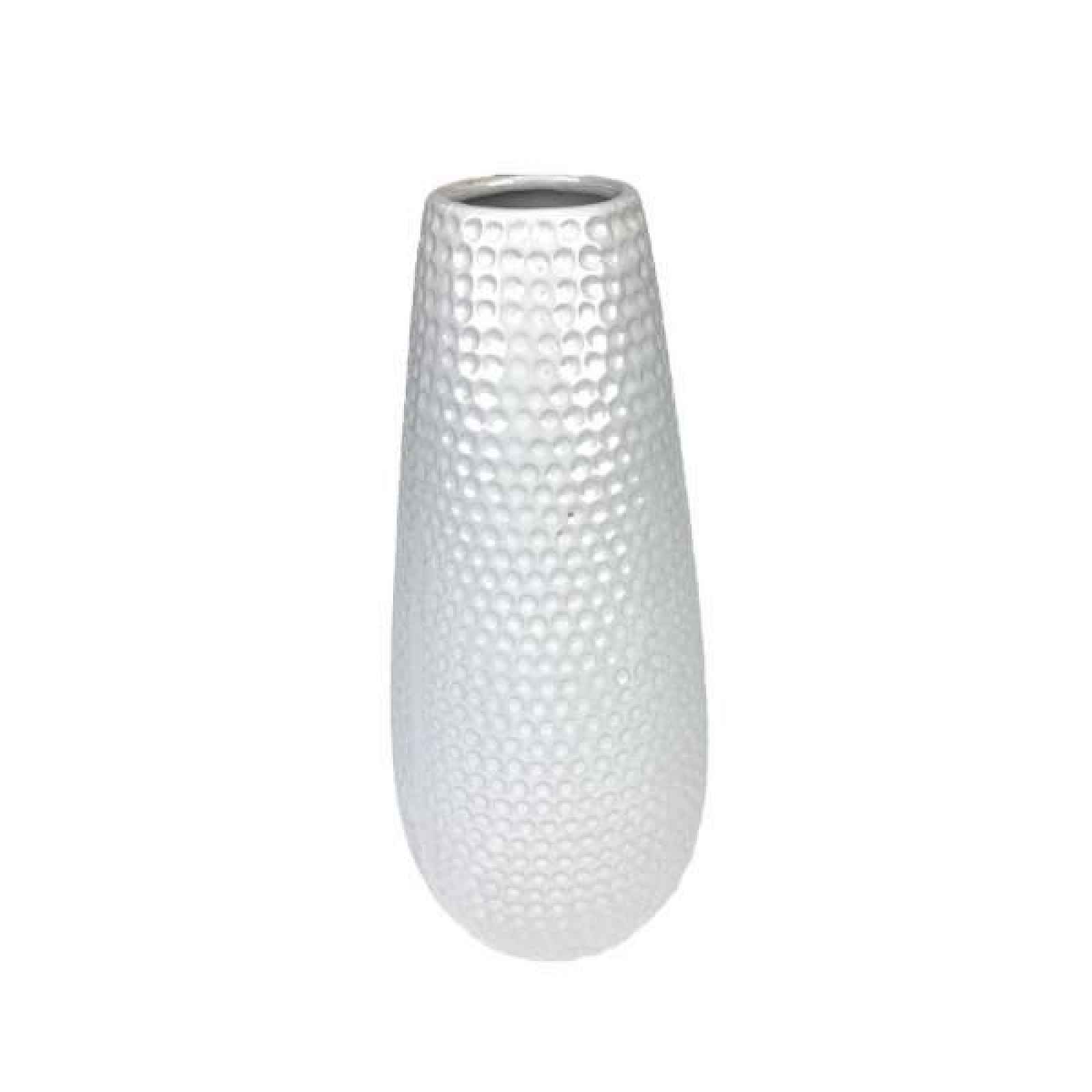 Váza keramická válcová s důlky bílá 24,5cm