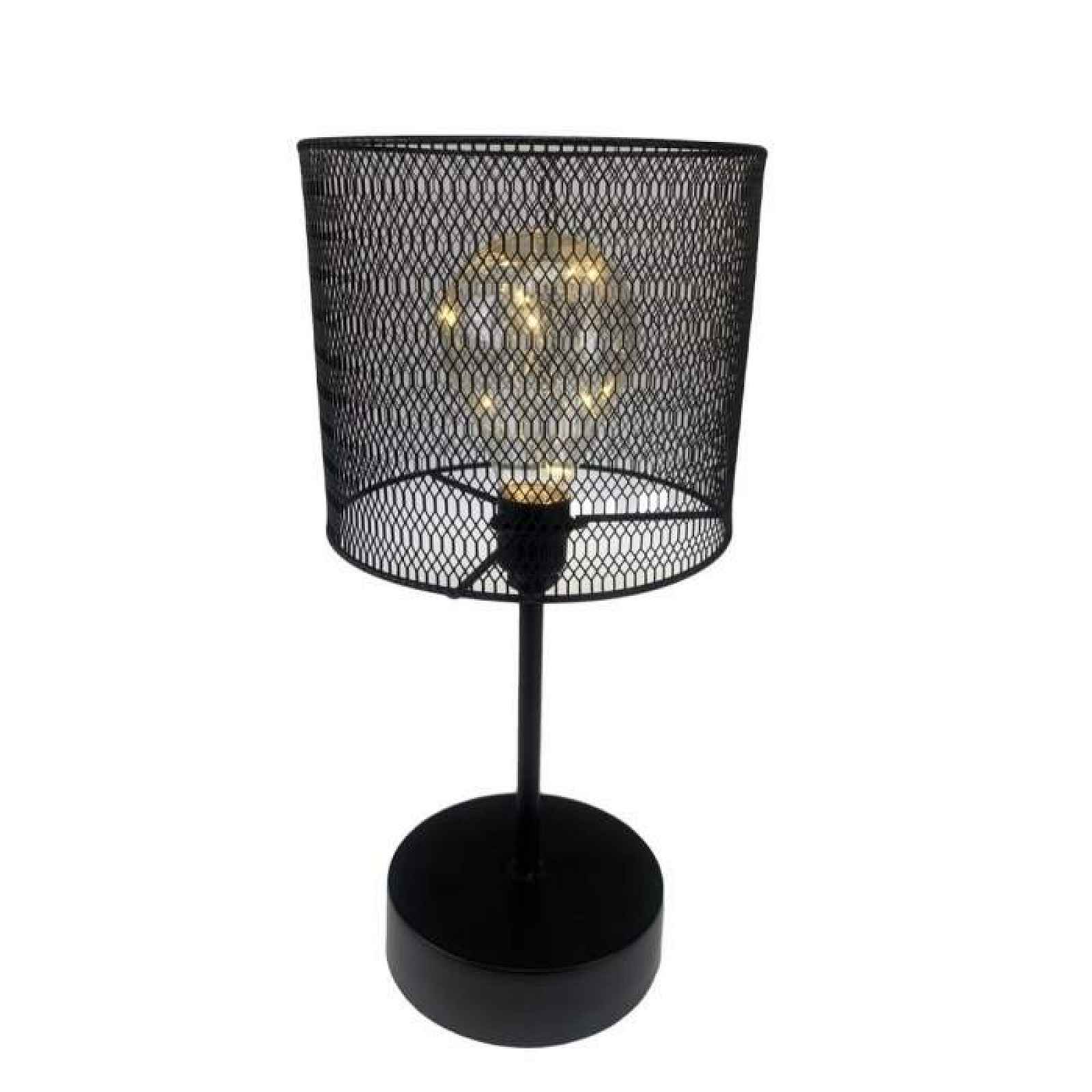 Lampa stolní kovová 10LED t.bílá na baterie černá 35cm