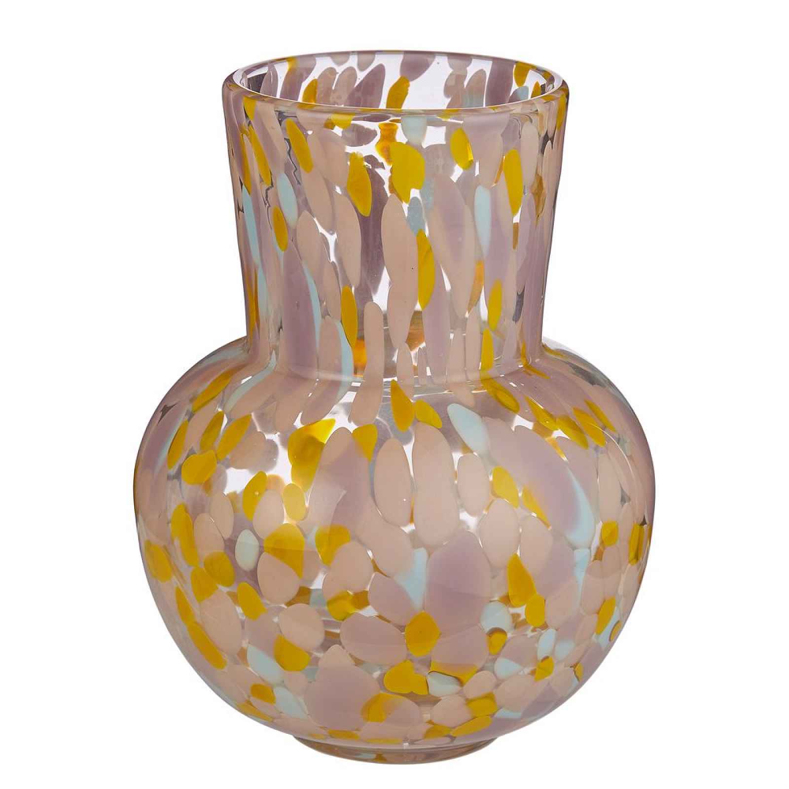 Butlers CONFETTI Váza skleněná 23 cm - růžová/fialová/žlutá