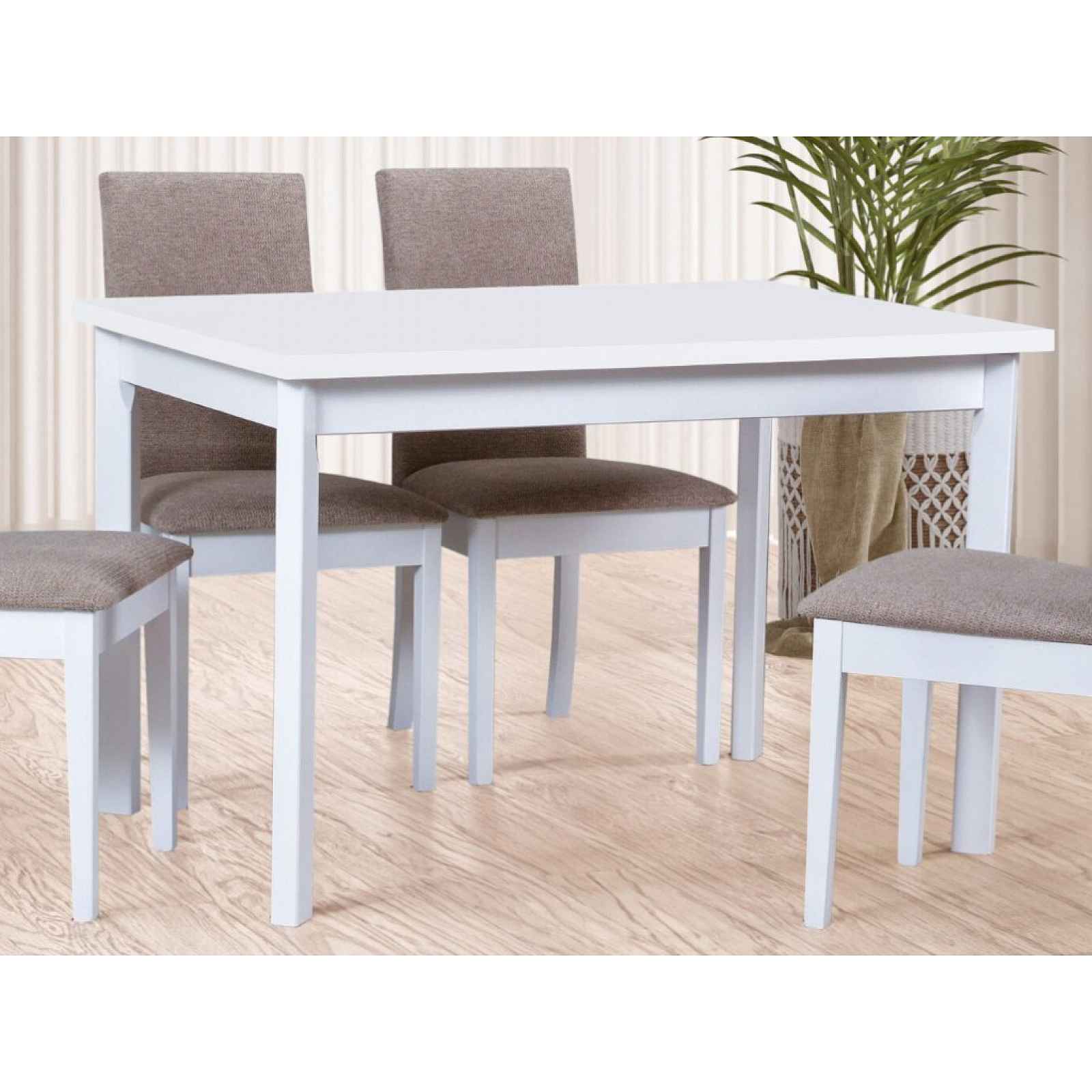 Obdélný jídelní stůl Maxim 120x80 cm, bělená borovice/bílý