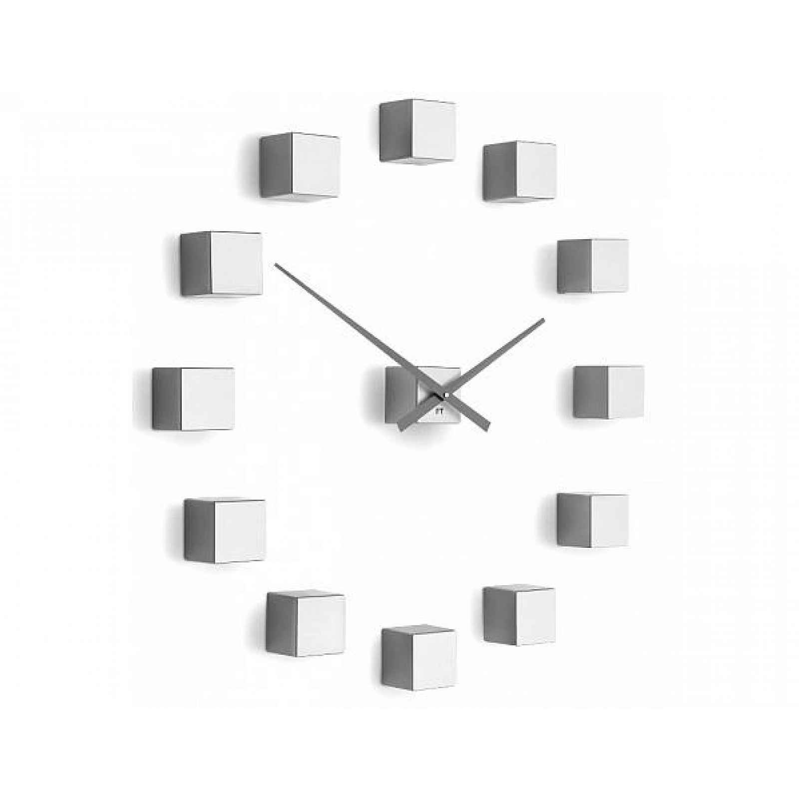 Designové nástěnné nalepovací hodiny Future Time FT3000SI Cubic silver