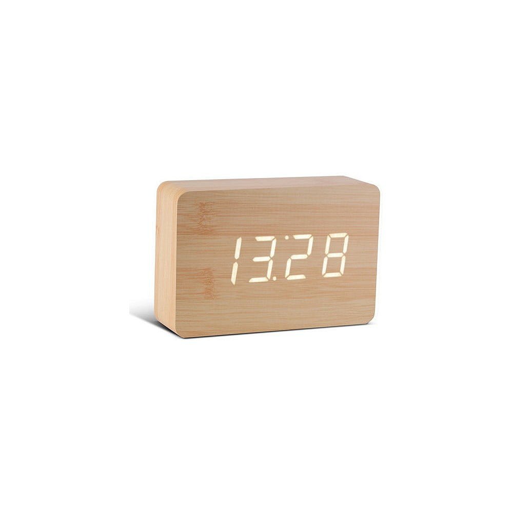 Béžový budík s bílým LED displejem Gingko Brick Click Clock