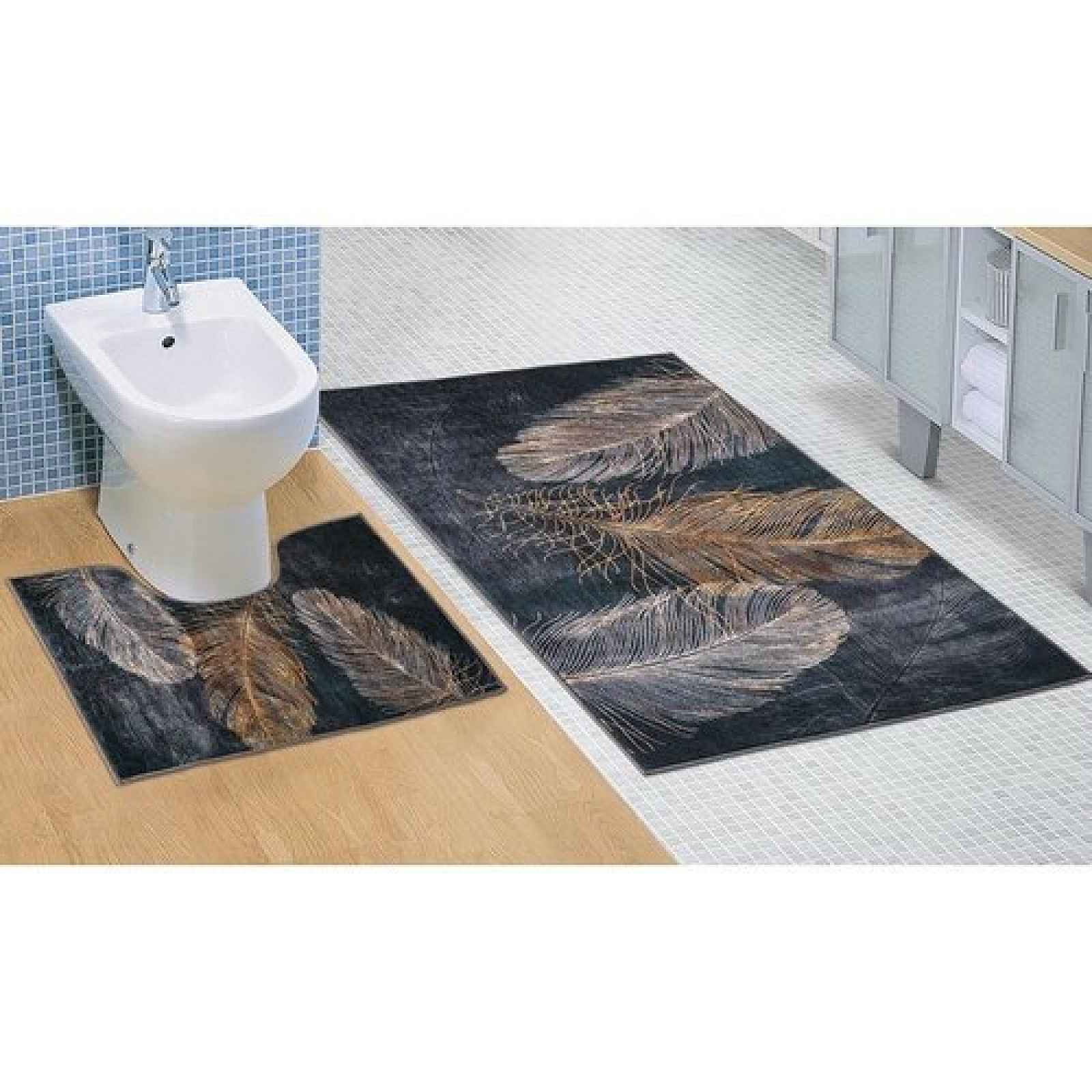 Bellatex Sada koupelnových předložek Pírko 3D, 60 x 100 cm, 60 x 50 cm