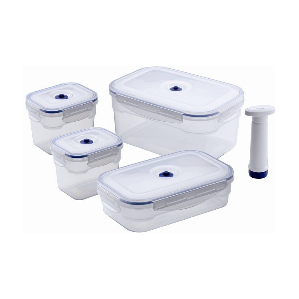 Set 4 boxů na potraviny a vakuové pumpy Compactor Food Saver