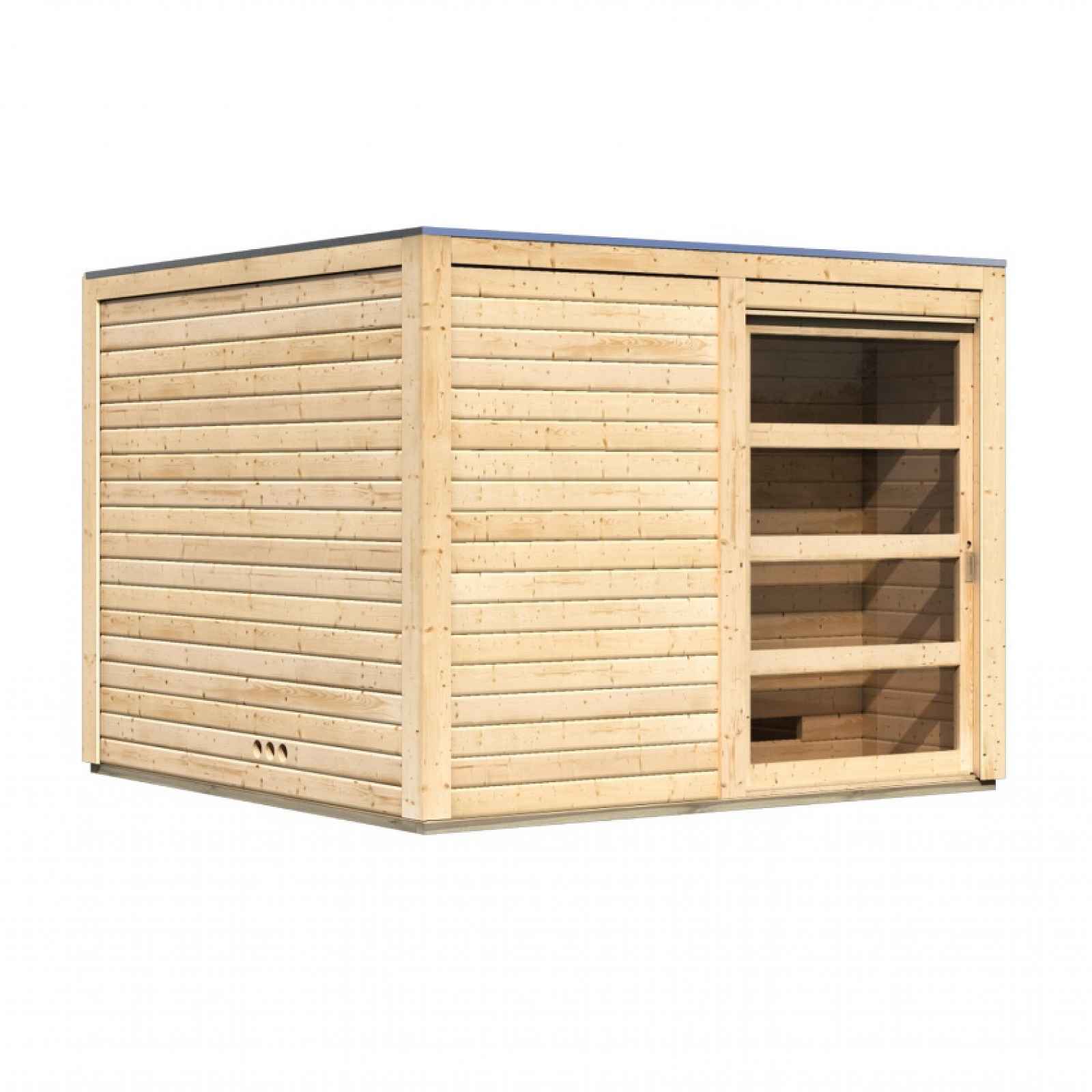 Venkovní finská sauna s předsíní 276 x 276 cm Smrk