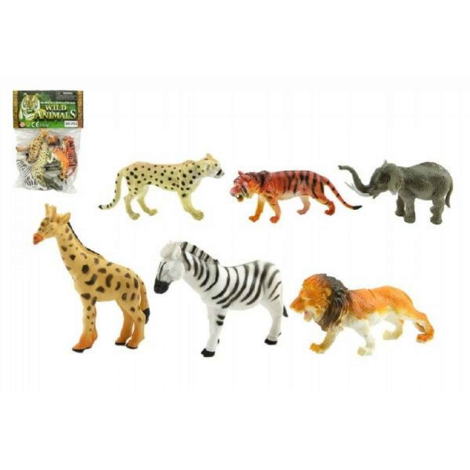 Teddies Zvířátka safari plast 6 ks 16x24x5 cm