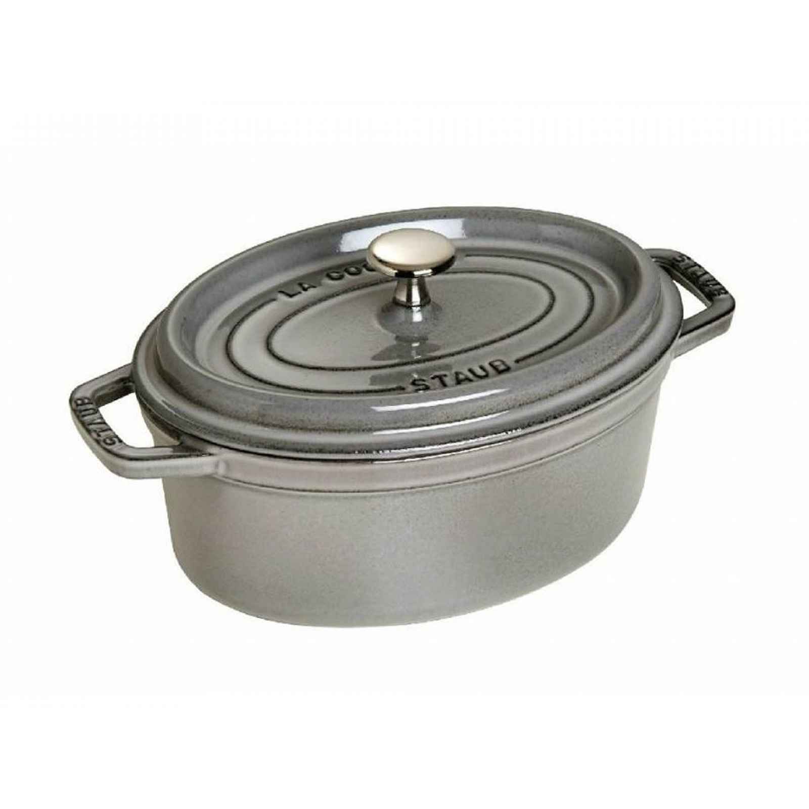 Staub Oválný litinový hrnec s poklicí Cocotte, šedá, 31 cm / 5,5 l 1103118