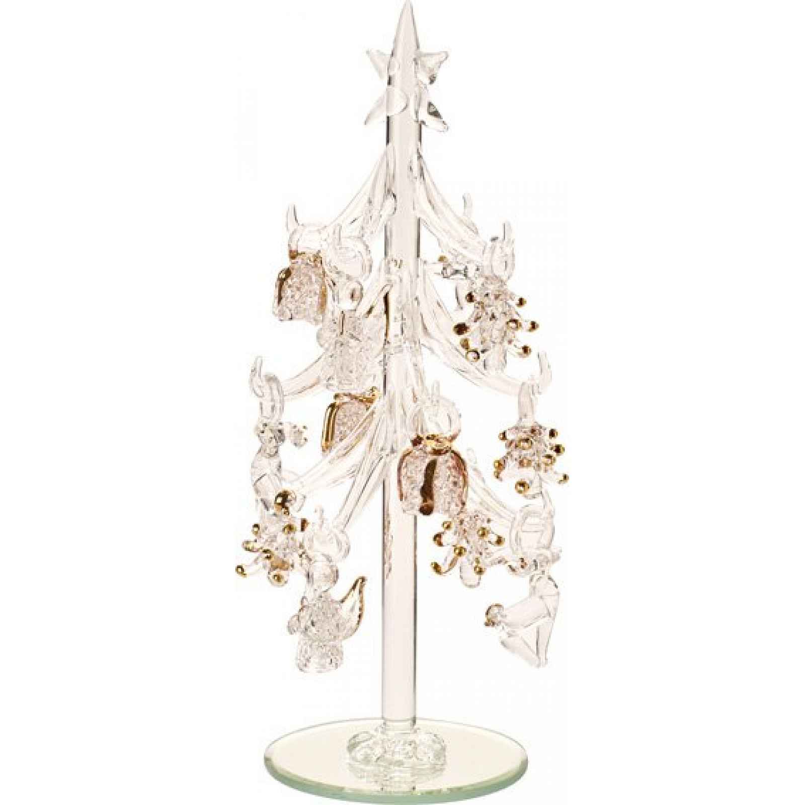 Villeroy & Boch Winter Collage Accessoires skleněný vánoční stromek s ozdobami, 20 cm