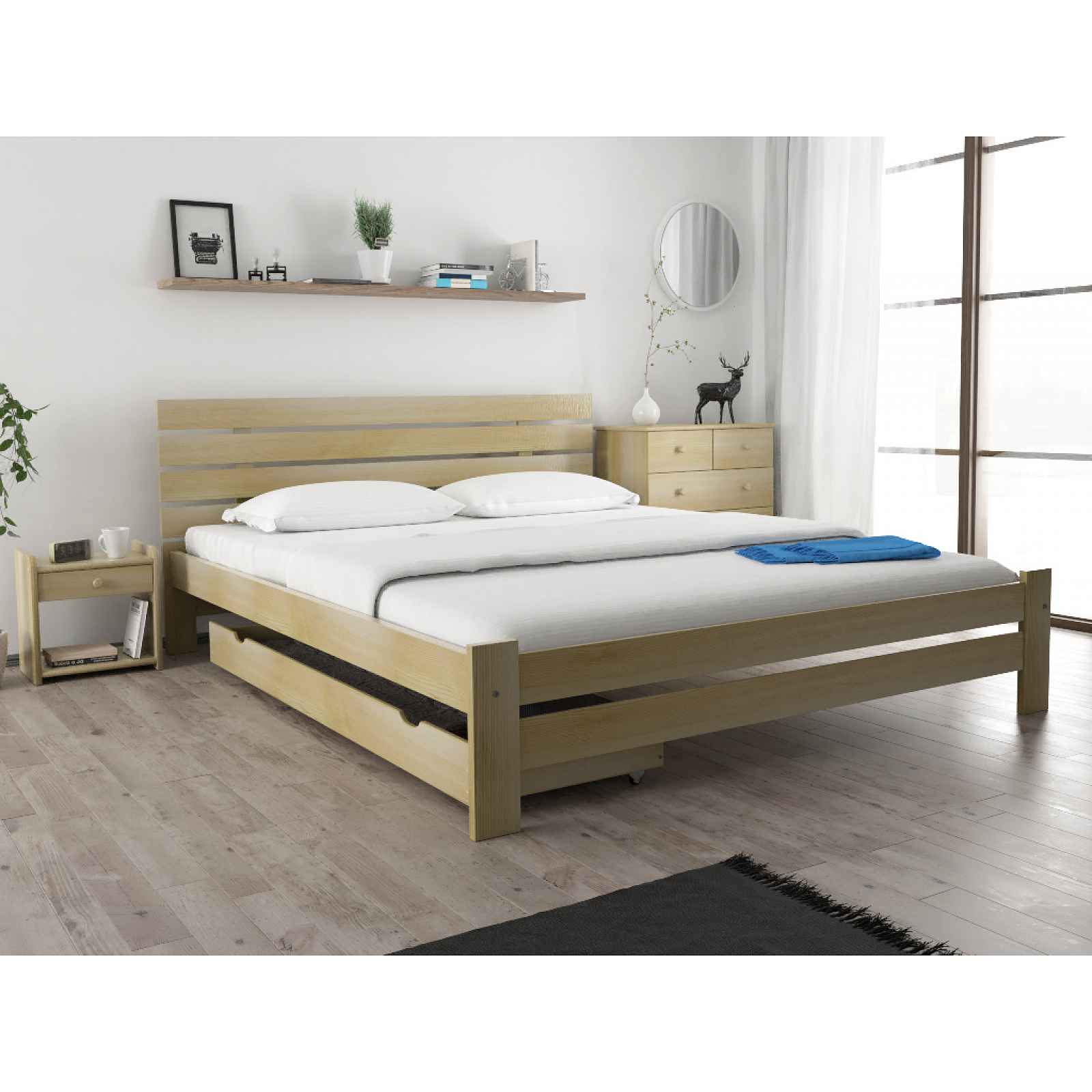 Magnat Postel PARIS zvýšená 180 x 200 cm, borovice Rošt: S lamelovým roštem, Matrace: Matrace Coco Maxi 23 cm
