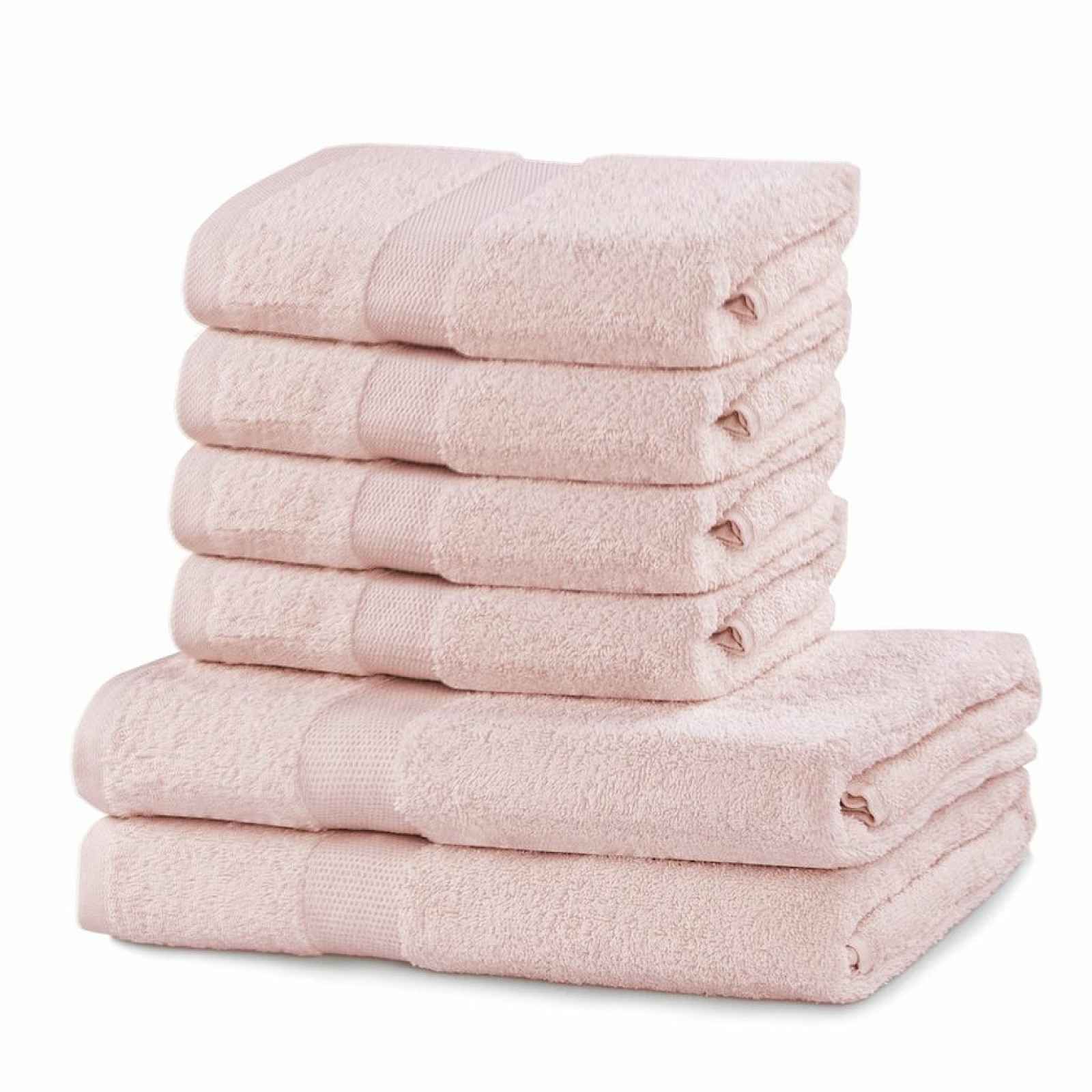 Set 2 růžových osušek a 4 ručníků DecoKing Marina
