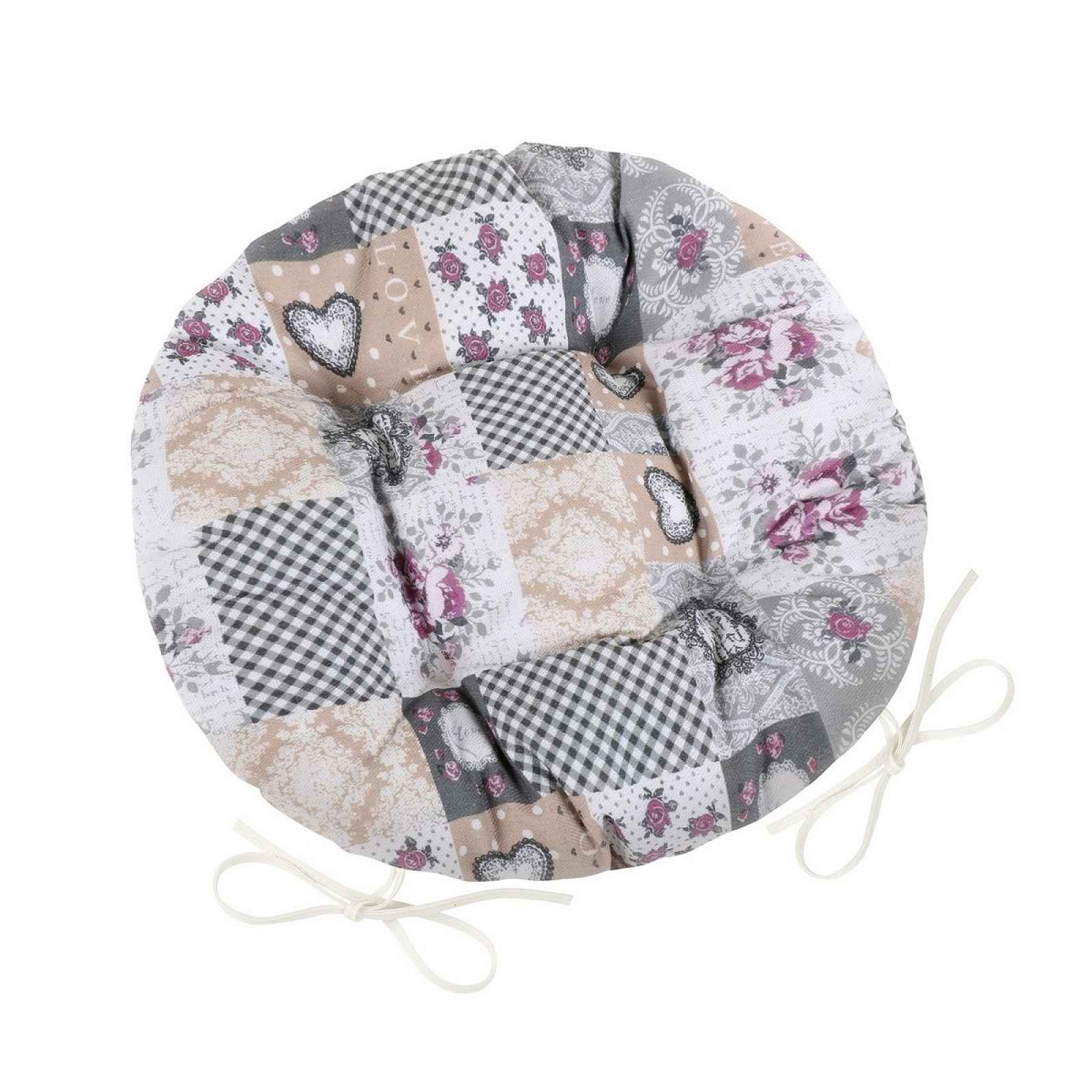 Bellatex Sedák DITA kulatý prošívaný Patchwork love, 40 cm