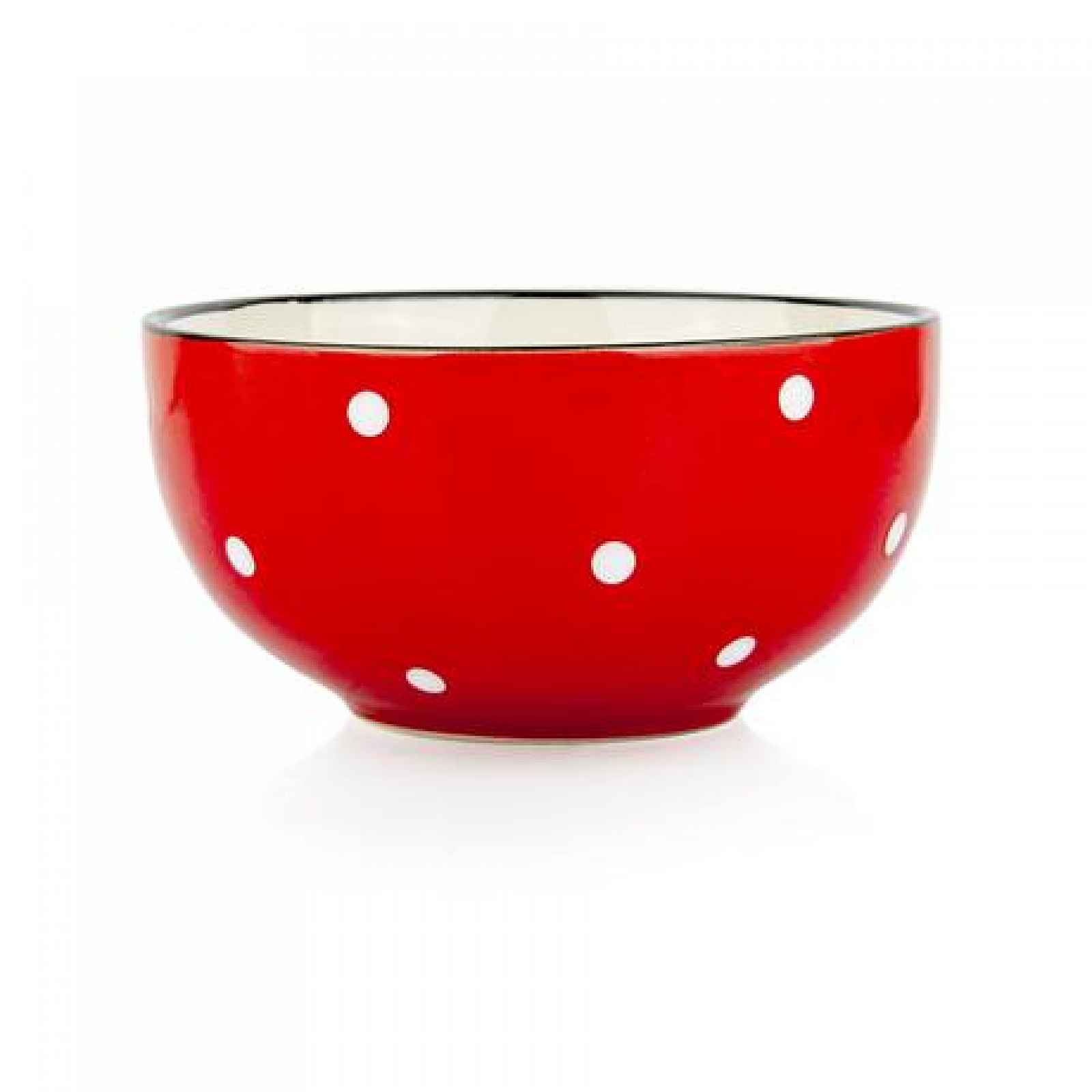 TORO MISKA ČERVENÁ S BÍLÝMI PUNTÍKY, 13CM KERAMIKA