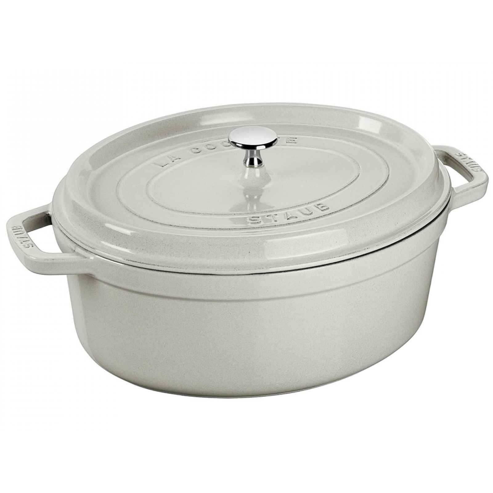 Staub Oválný litinový hrnec s poklicí Cocotte, bílý lanýž, 33 cm / 6,7 l 11033107