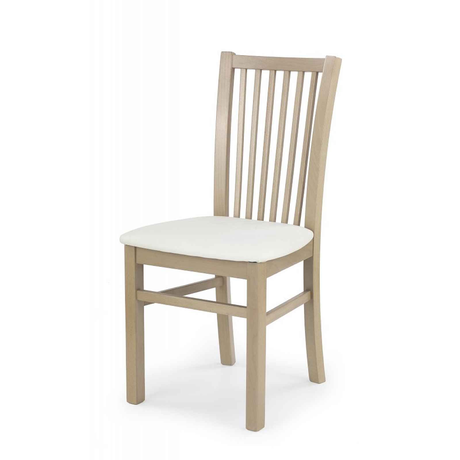 Dřevená jídelní židle, sonoma/bílá eko-kůže