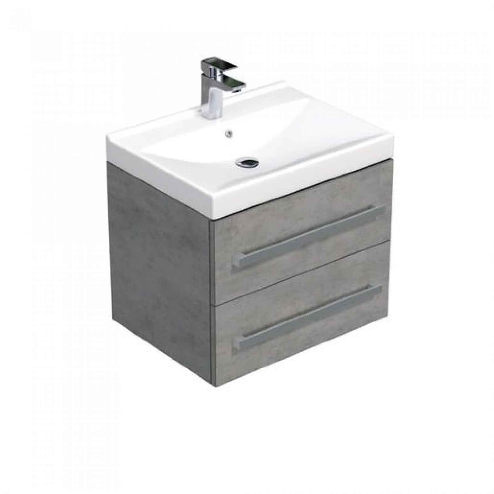 Koupelnová skříňka s umyvadlem Naturel Cube Way 60x53x46 cm beton mat CUBE46602BEVER