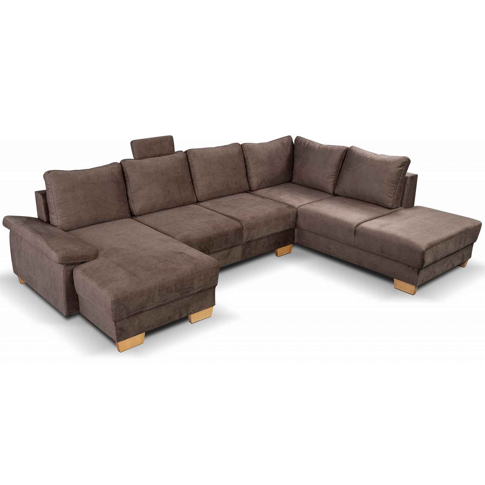 Sedací souprava Chivas, tvar pravé U, hnědá látka