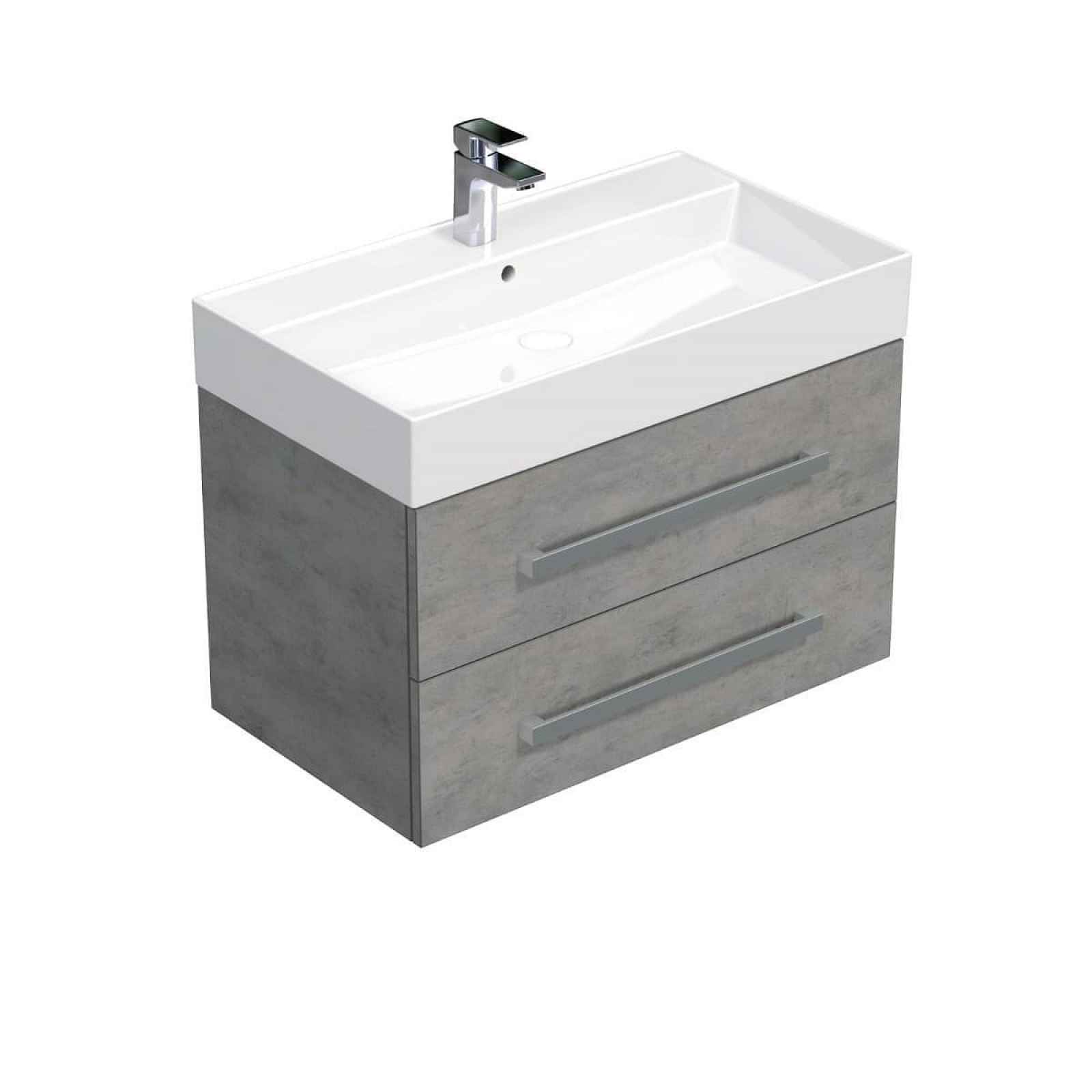 Koupelnová skříňka s umyvadlem Naturel Cube Way 80x53x46 cm beton mat CUBE46802BESAT