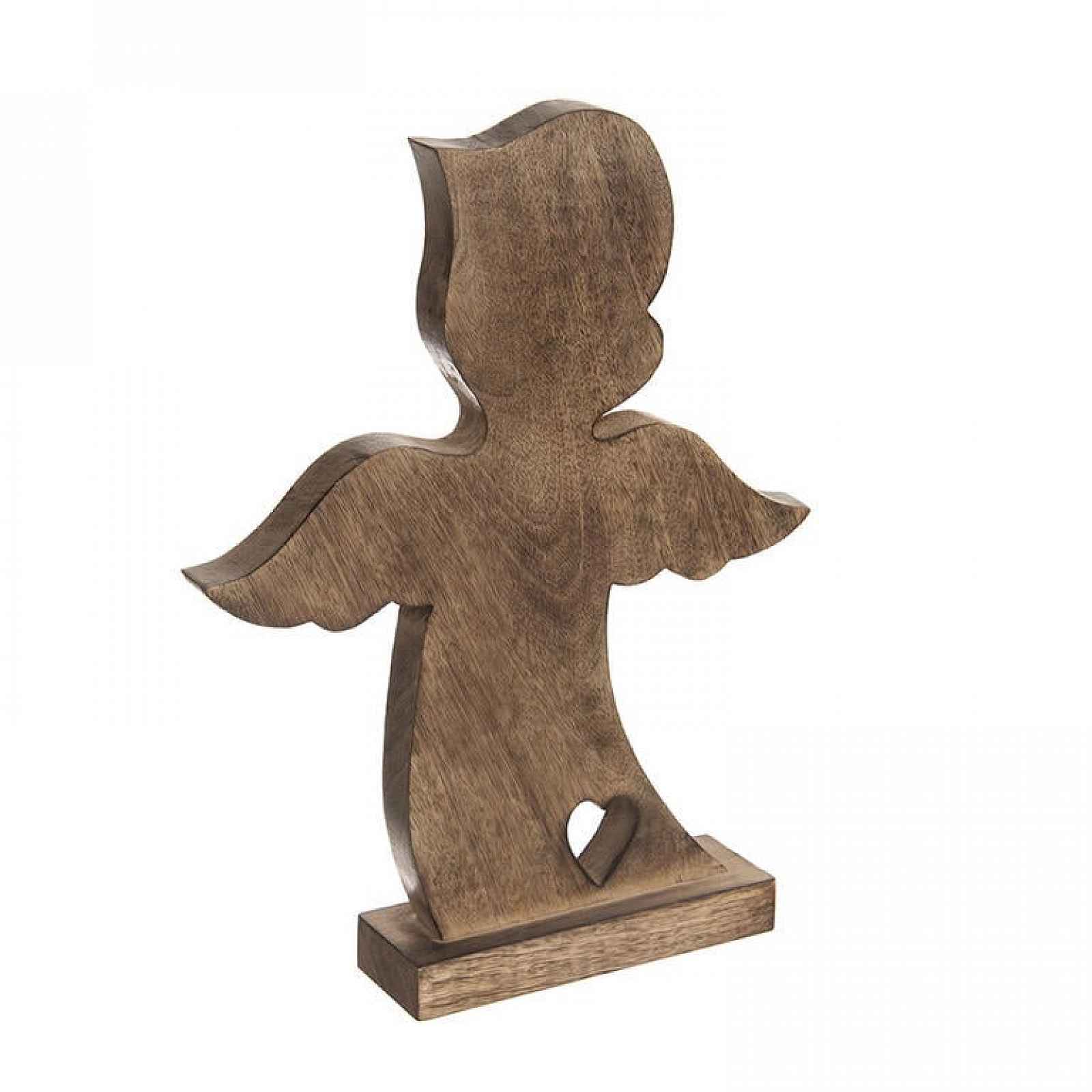Orion Dřevěný anděl MANGO SRDÍČKO, 38,5 cm