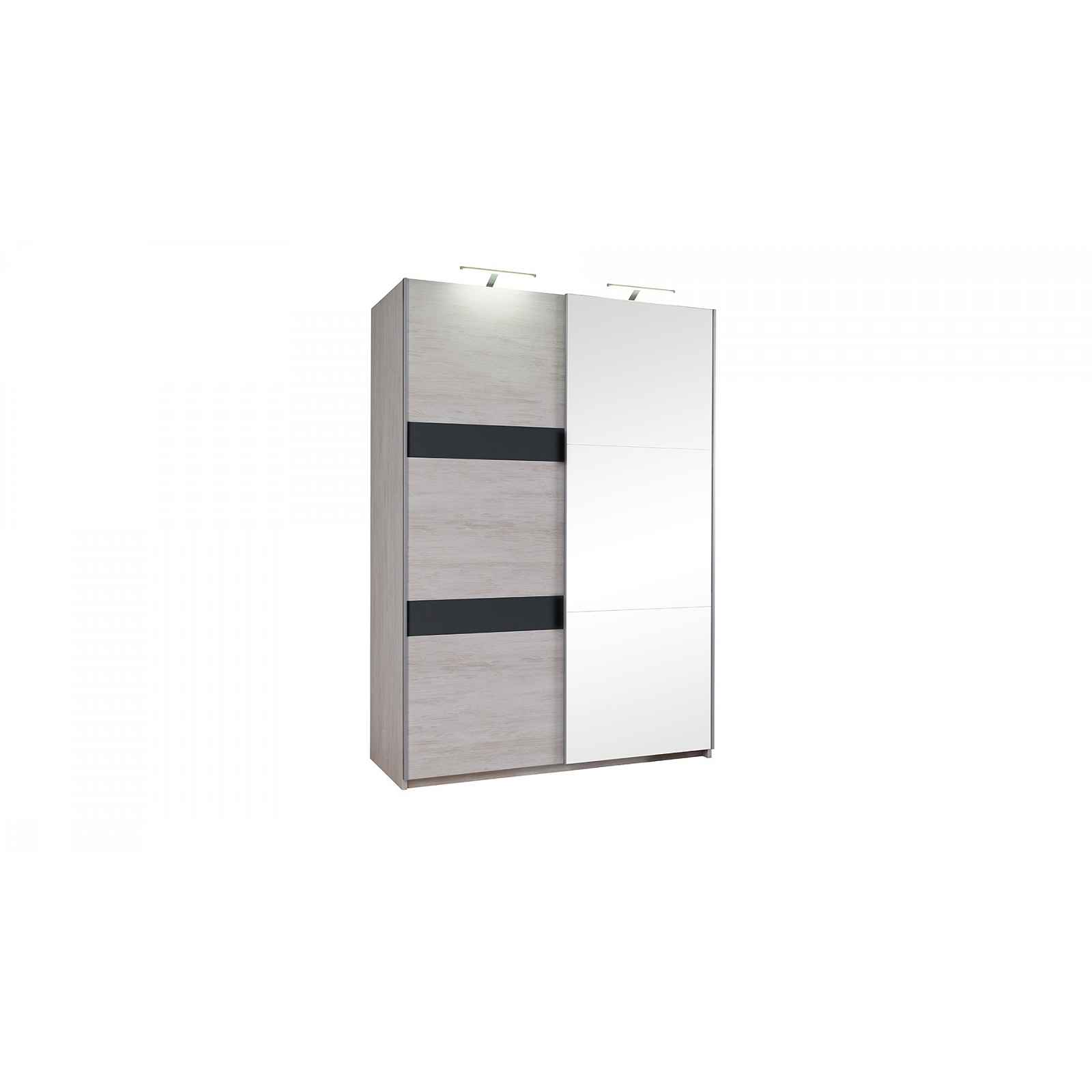 Šatní skřín Drake SZ150 + zrcadlo, dub bílý/grafit lesk