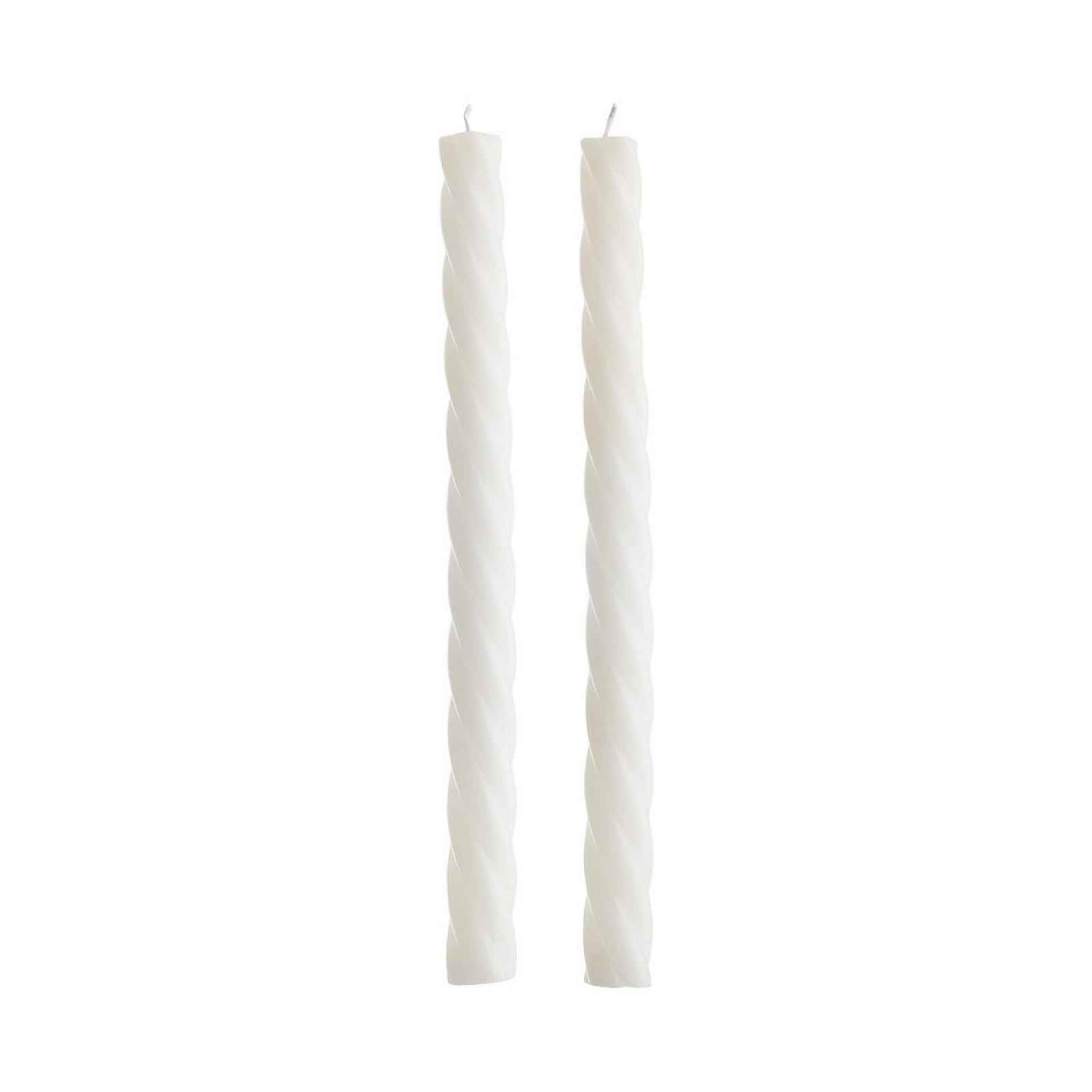 Butlers TWISTED Sada lesklých svíček 2 ks 25,5 cm - bílá