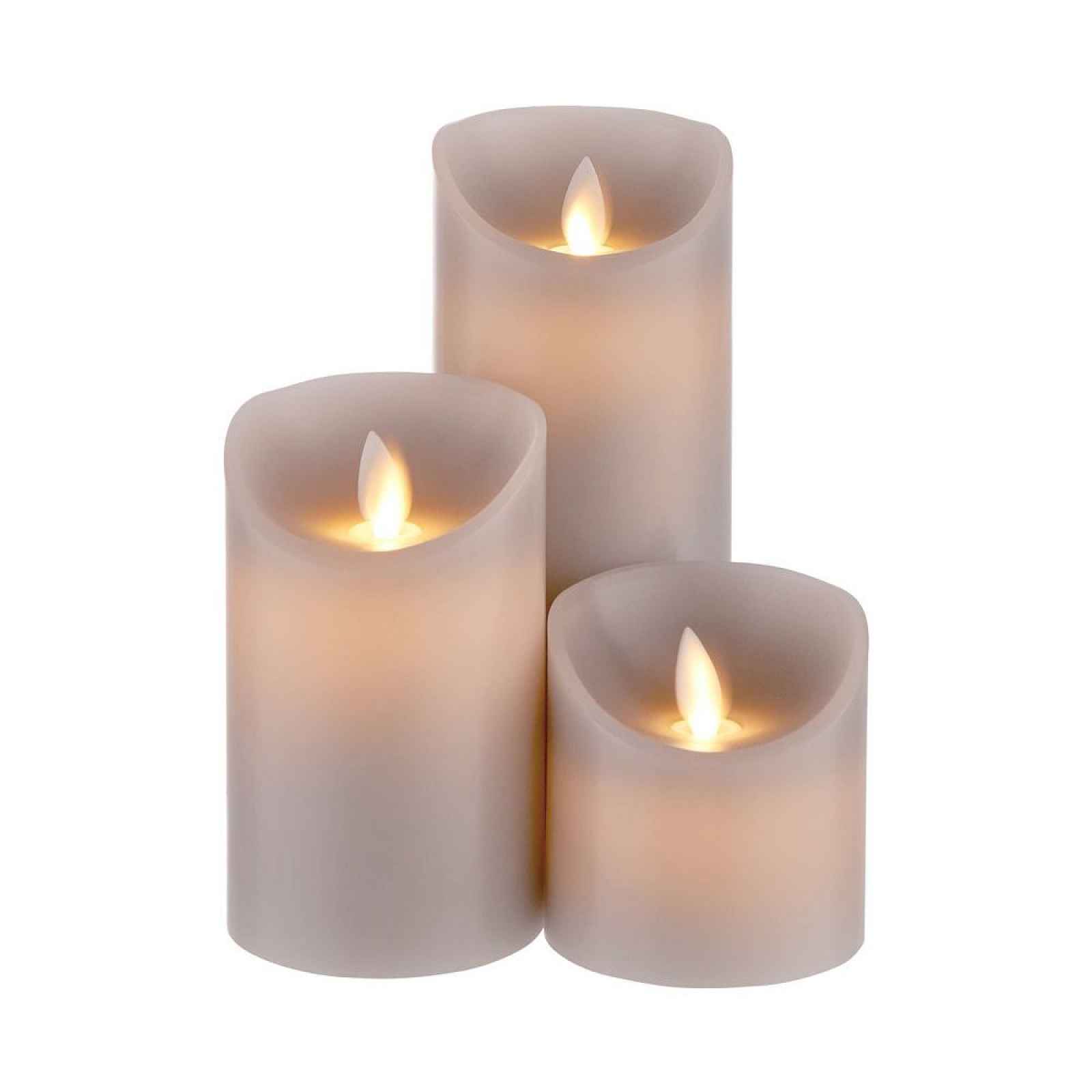 Butlers GLOWING FLAME LED Svíčka set 3 ks - šedá