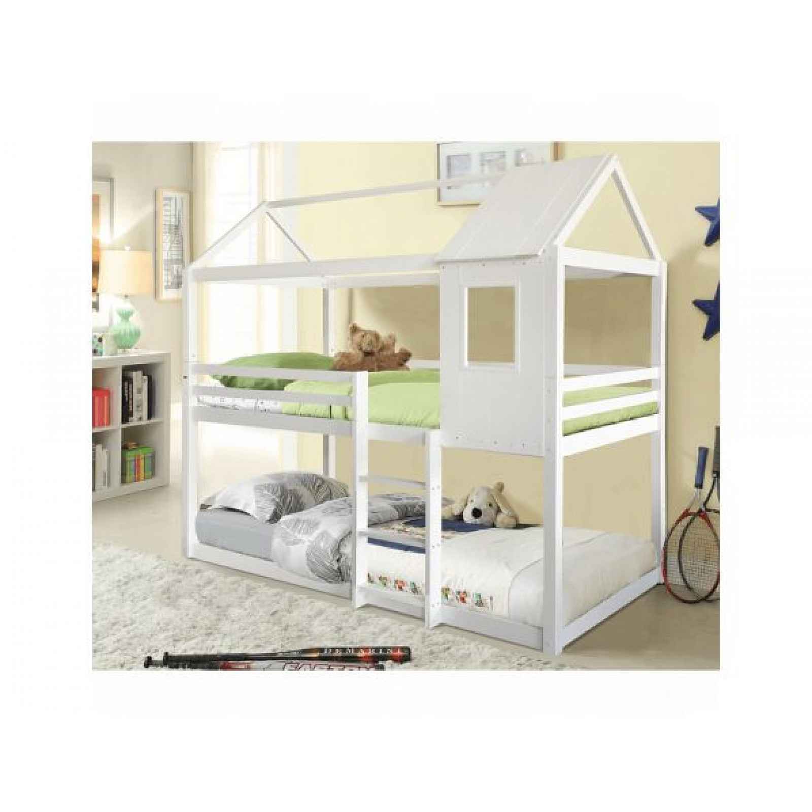 Montessori patrová postel, bílá, 90x200, Atrisa