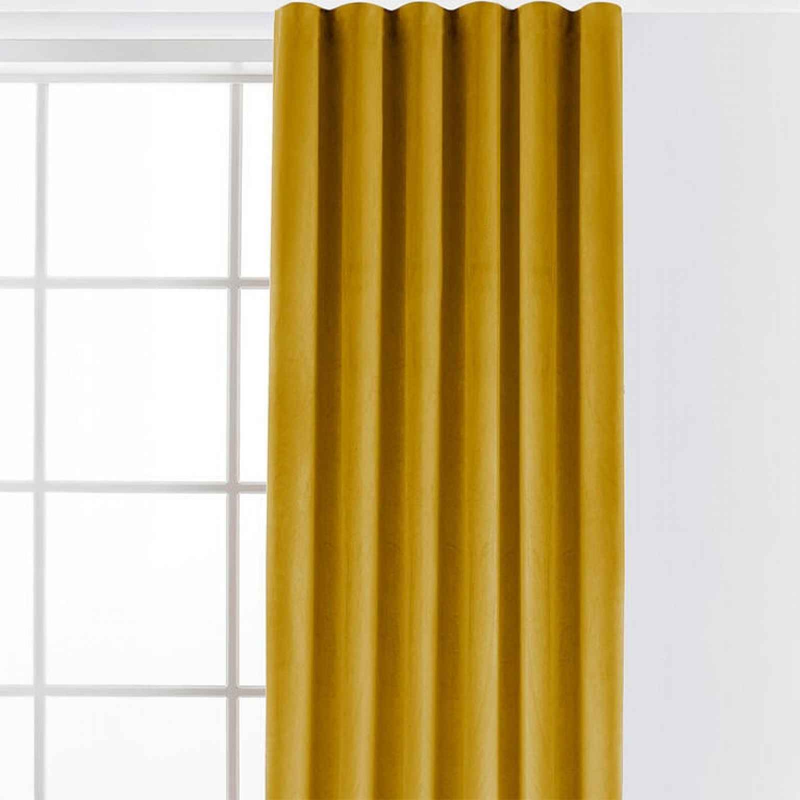 decoDoma Sametový závěs FILUMI hořčicový 140 x 250 cm 1 ks