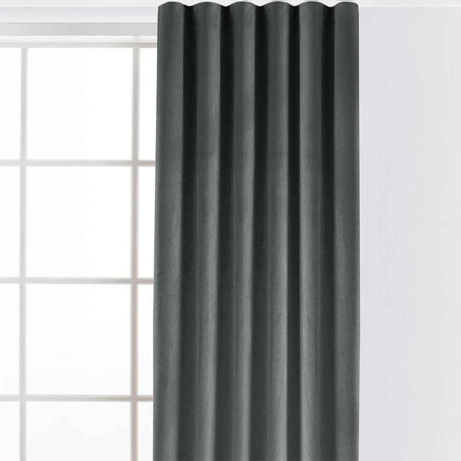 decoDoma Sametový závěs FILUMI tmavě šedý 140 x 250 cm 1 ks