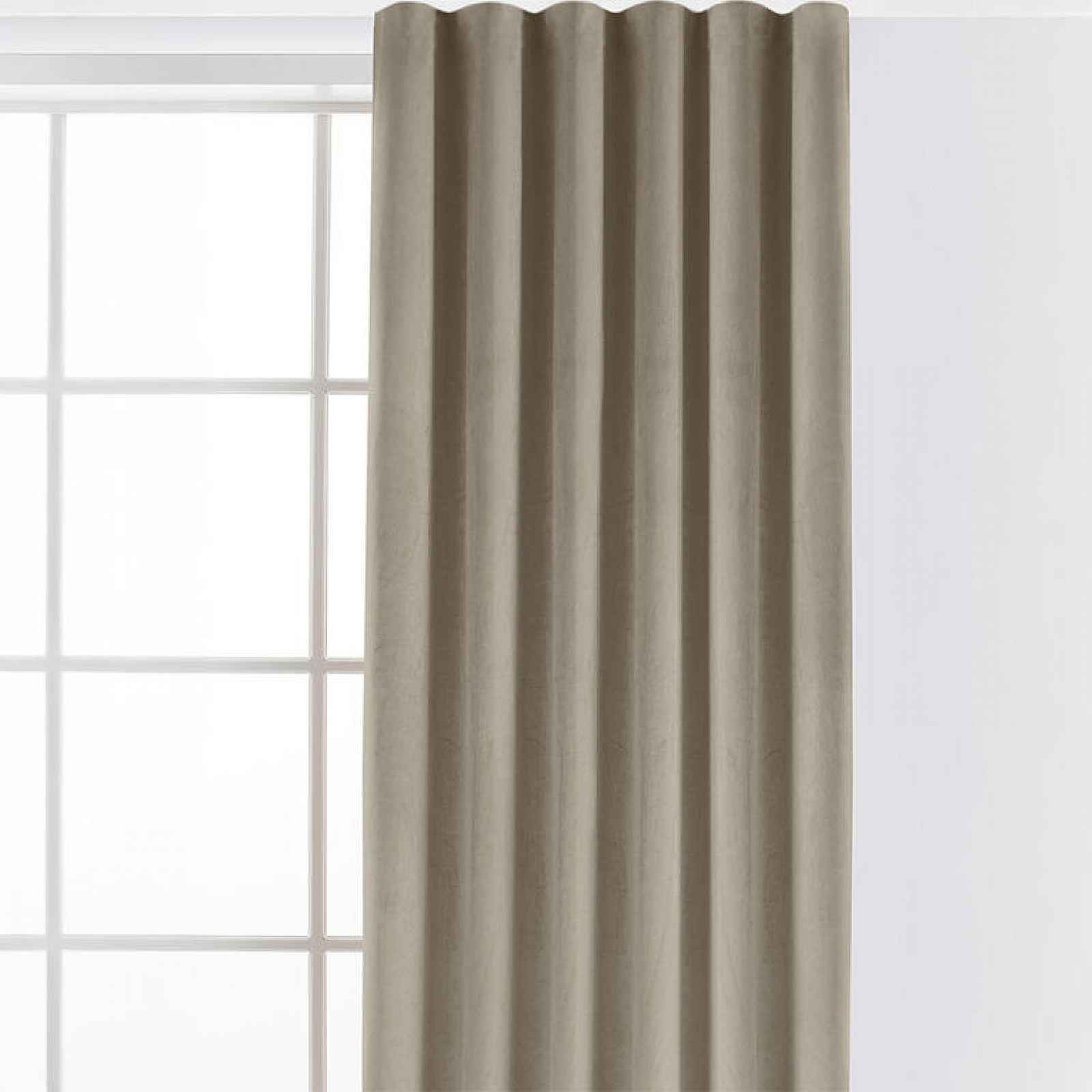 decoDoma Sametový závěs FILUMI tmavě béžový 140 x 250 cm 1 ks
