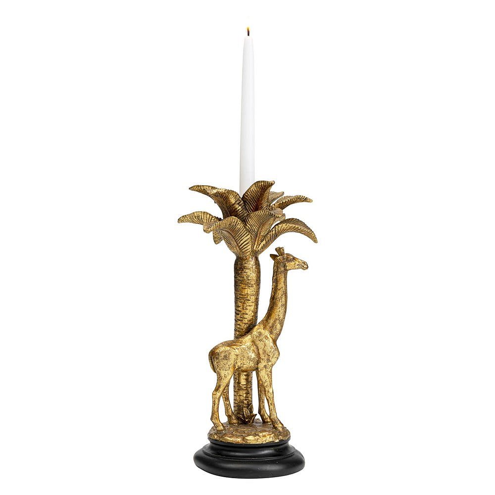 Dekorativní svícen ve zlaté barvě Kare Design Giraffe Palm Tree, výška 35 cm