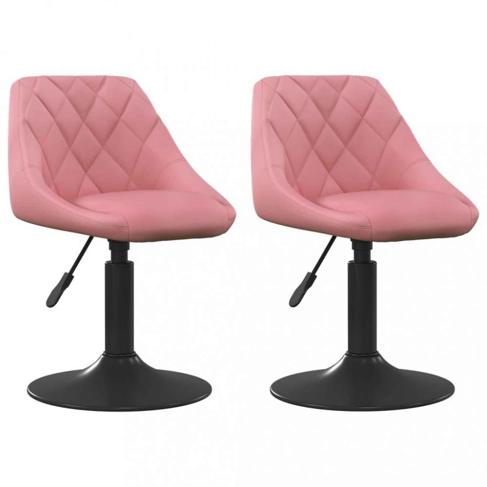 Otočná jídelní židle 2 ks samet / kov  Růžová