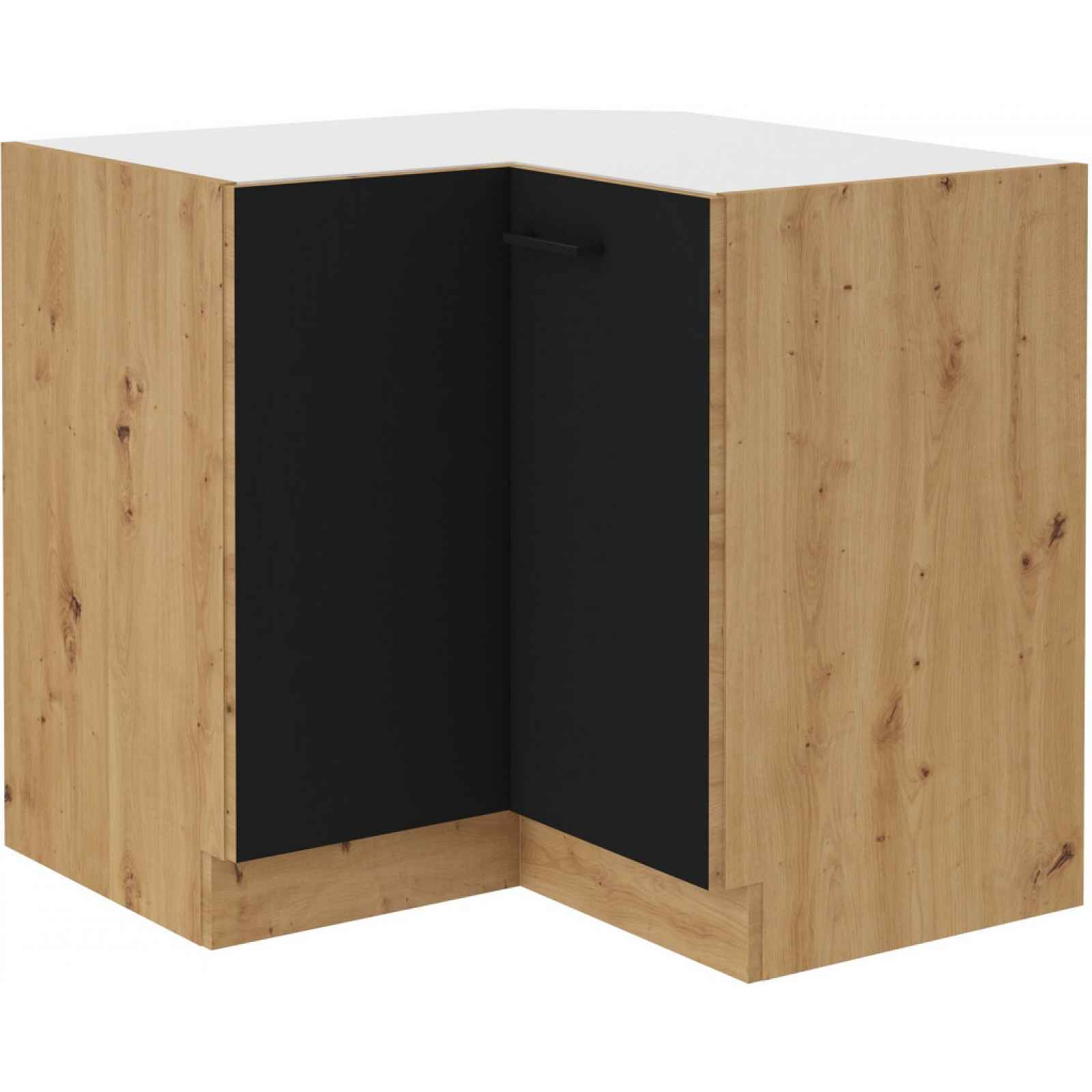 Dolní rohová kuchyňská skříňka Modena 90/90 cm, dub artisan/černá
