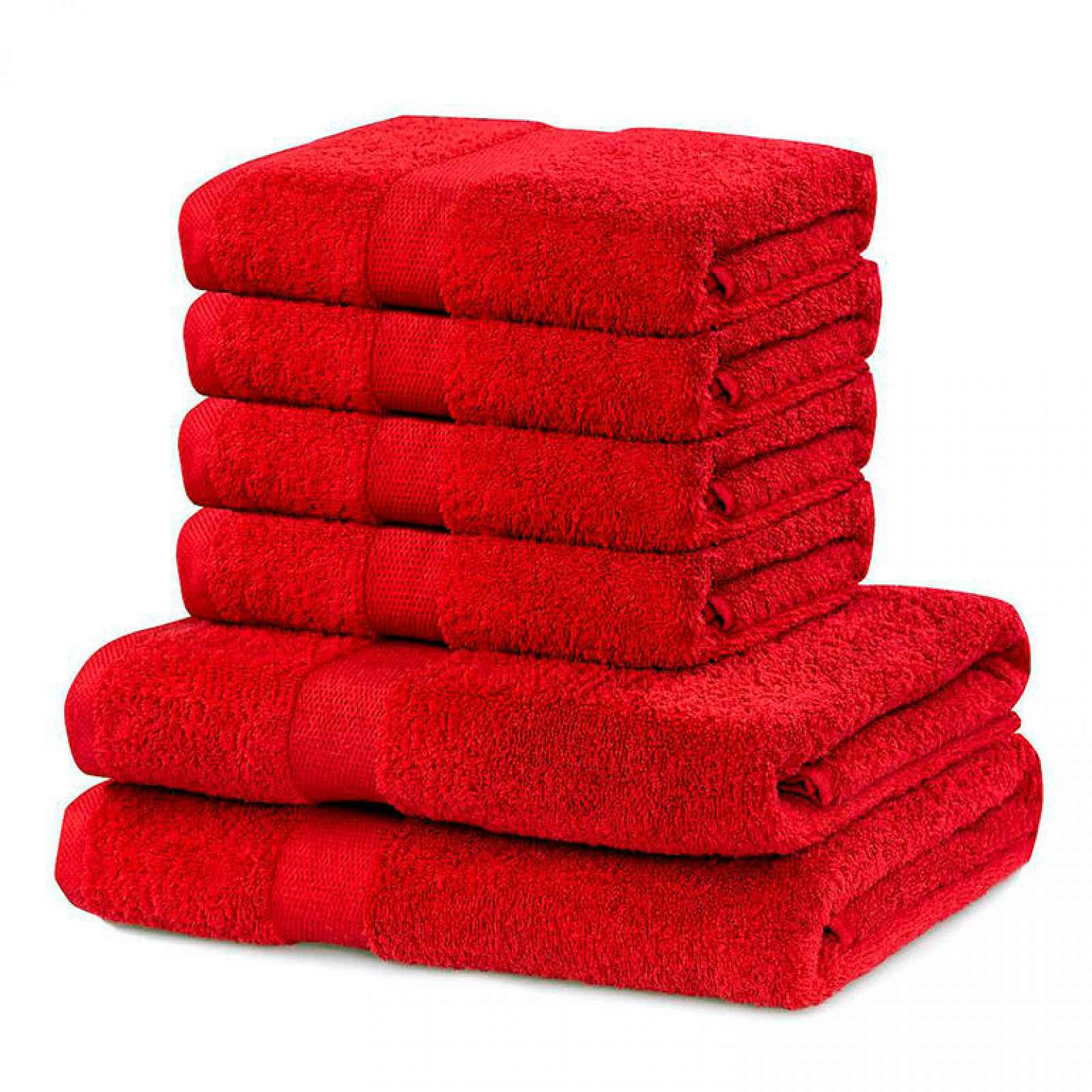 DecoKing Sada ručníků a osušek Marina červená, 4 ks 50 x 100 cm, 2 ks 70 x 140 cm