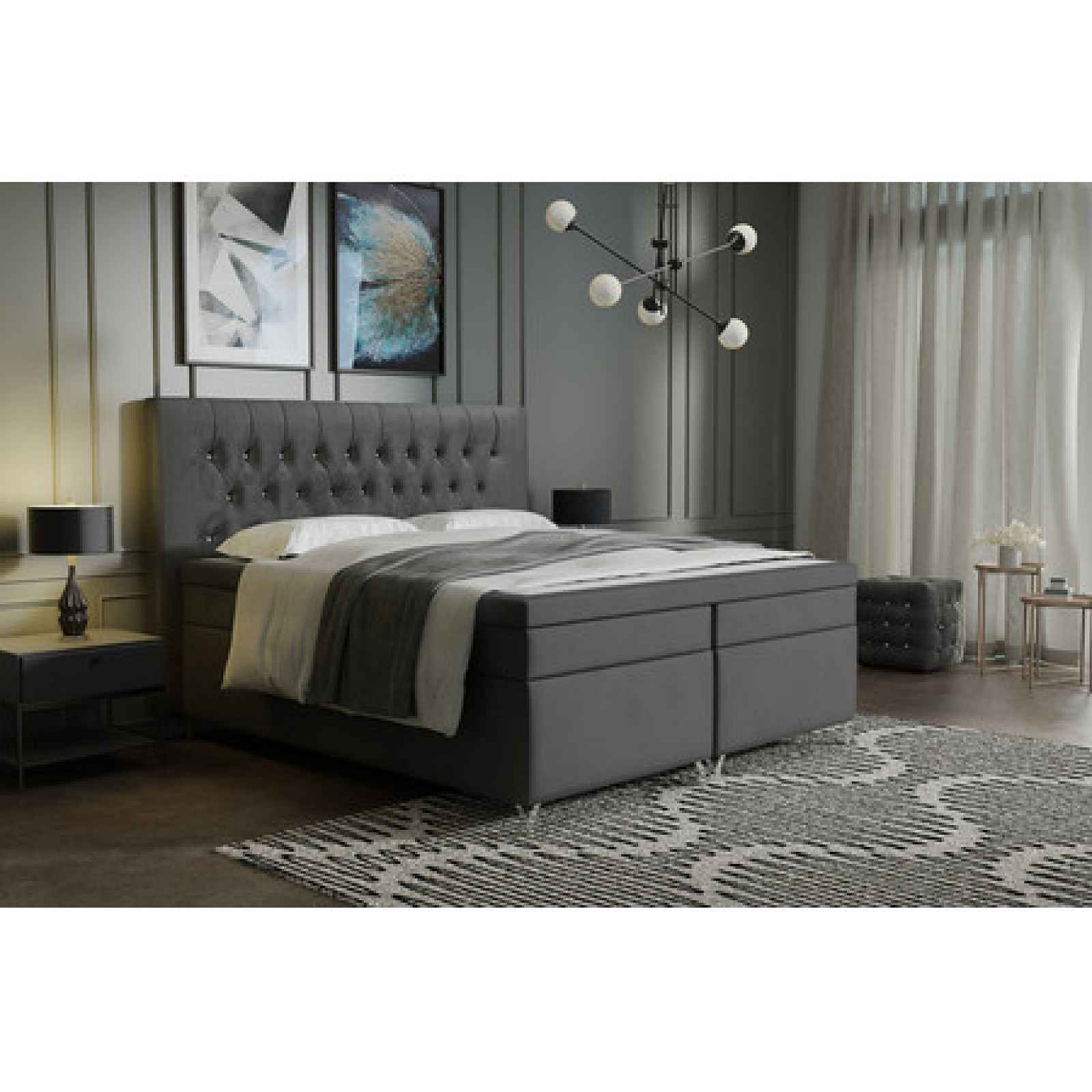 Čalouněná postel Diament 200x200 cm Tmavě šedá