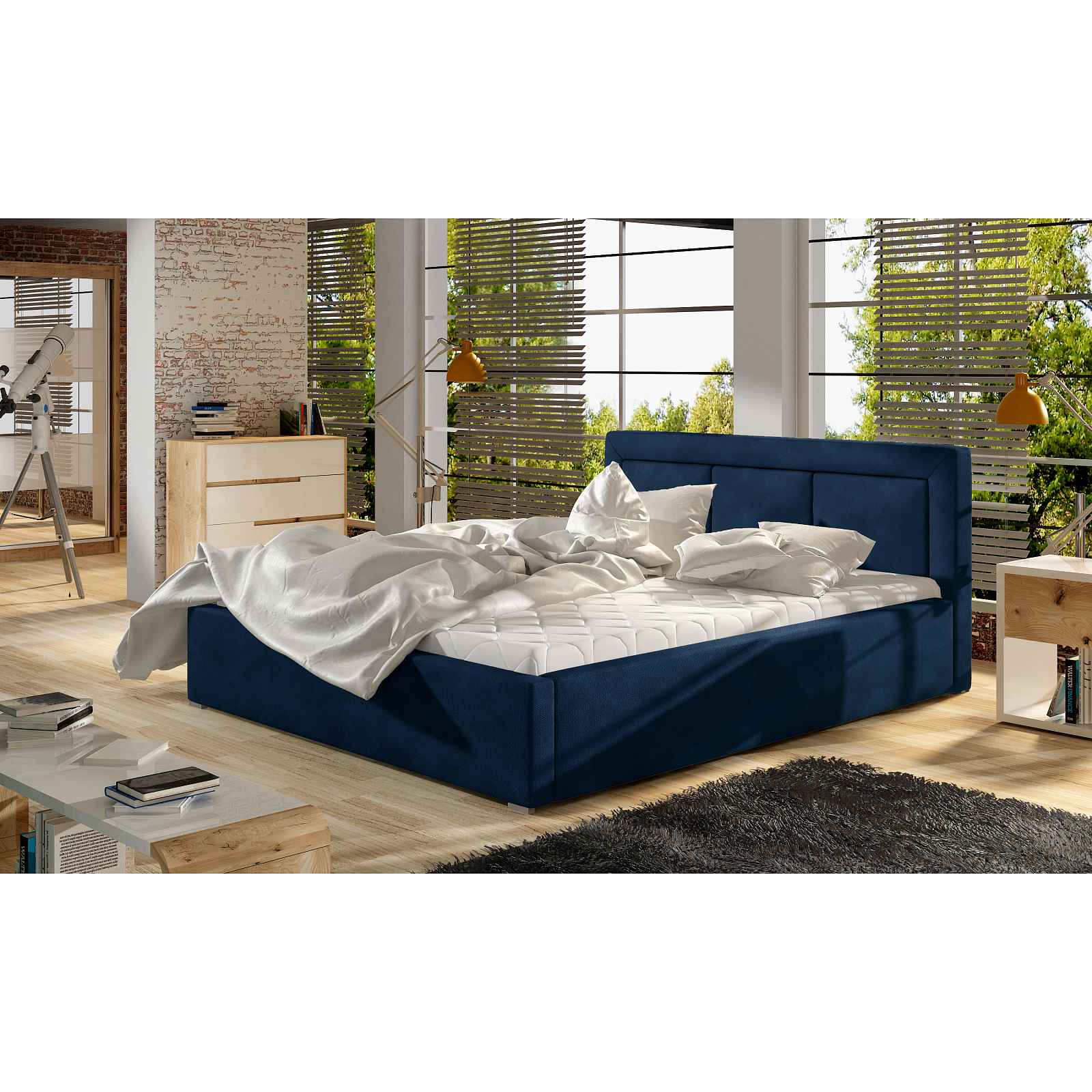 Moderní postel Bregen 180x200cm, modrá HELCEL