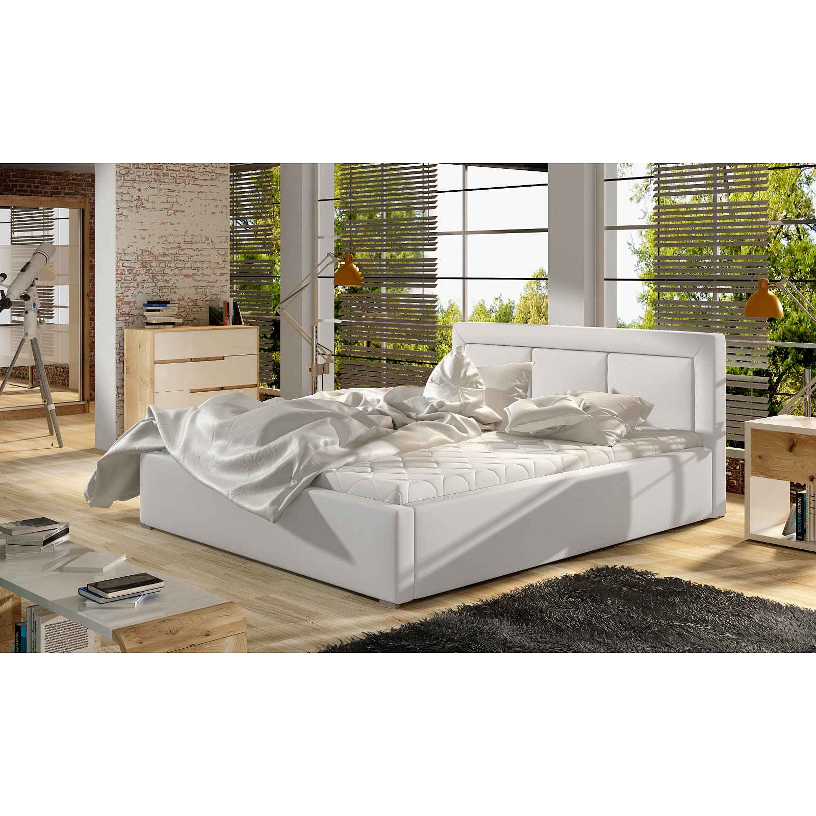 Moderní postel Bregen 180x200cm, bílá HELCEL