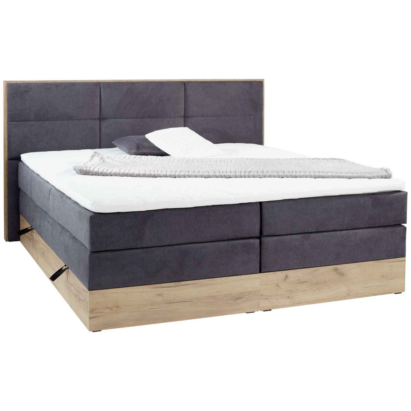 Postel Boxspring Selena, antracitová, 180x200cm