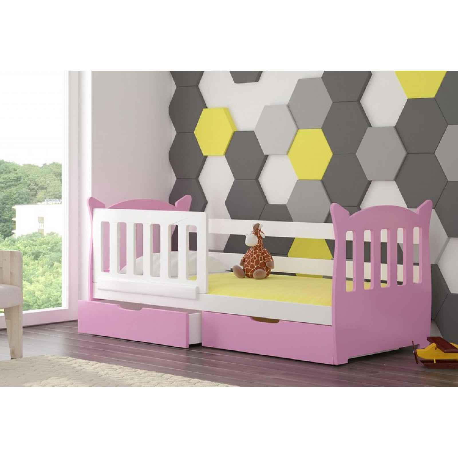 Dětská postel Lekra, bílá/růžová + matrace ZDARMA! HELCEL