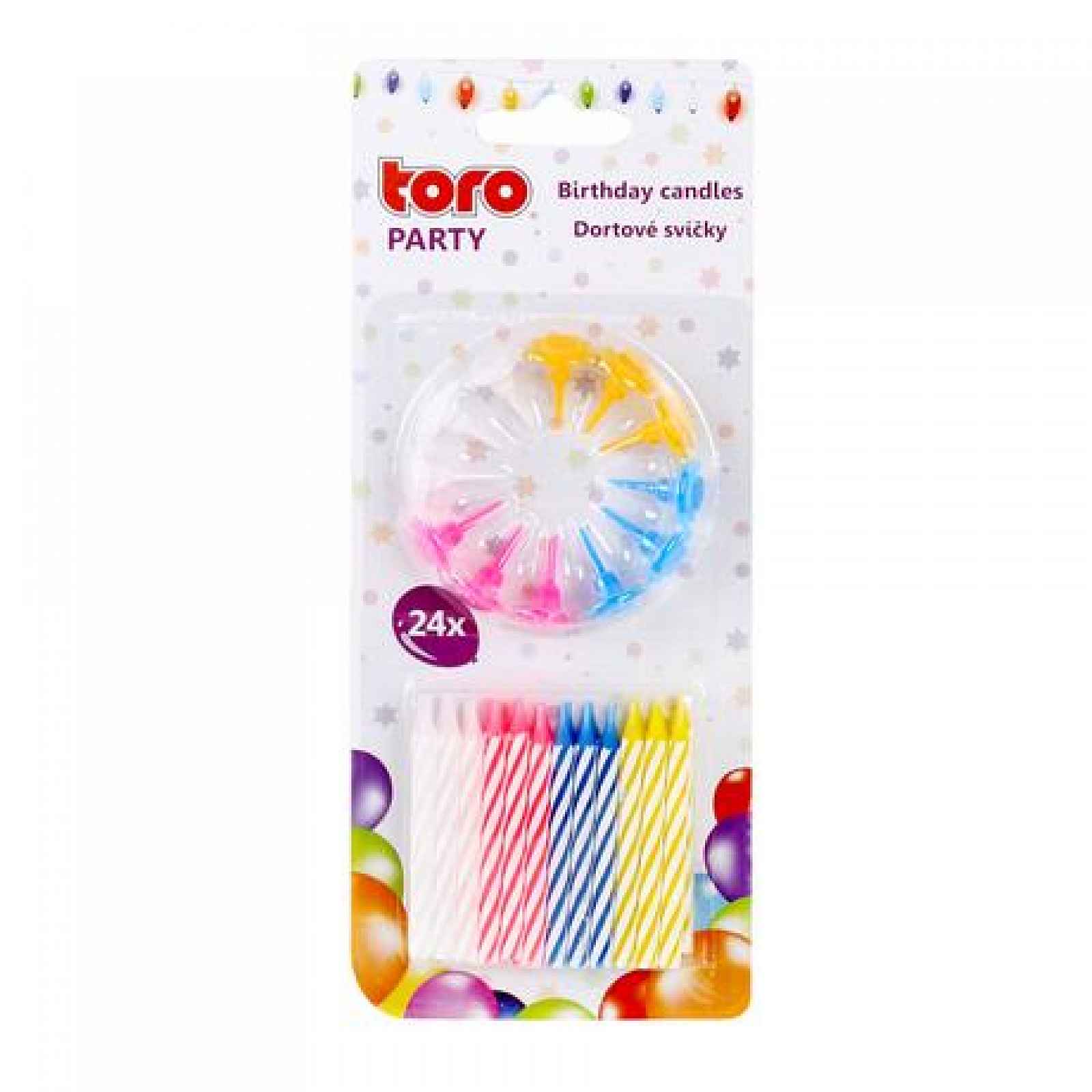 TORO Svíčky dortové 24 ks, 6 cm, assort, parafin